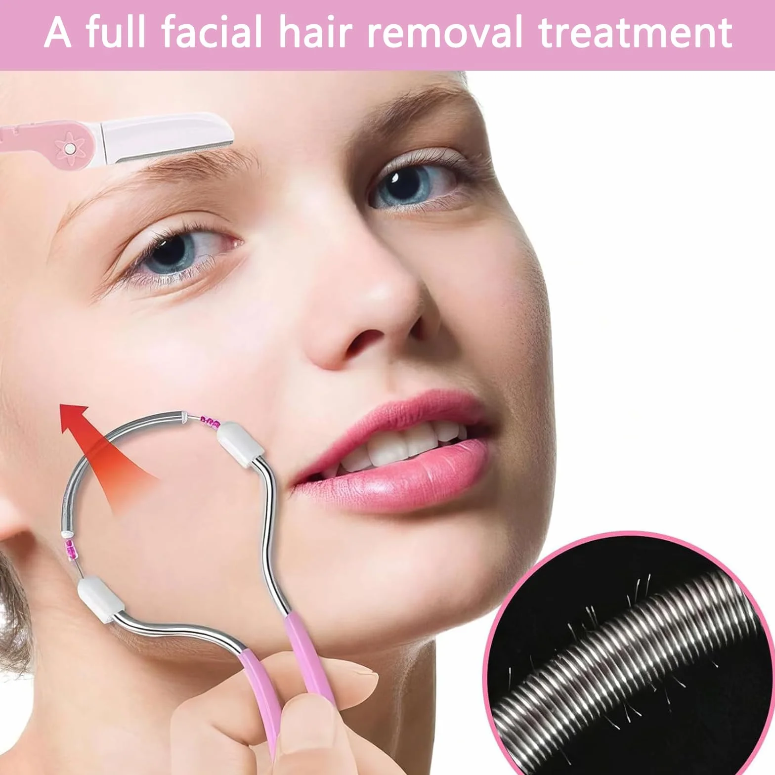 Pack de 2 Depiladoras Faciales y 2 Depiladoras de Cejas, Herramienta de Belleza para Eliminar Vello Facial en Mujeres, Removedor Manual de Vello para Labio Superior, Mentón y Mejillas