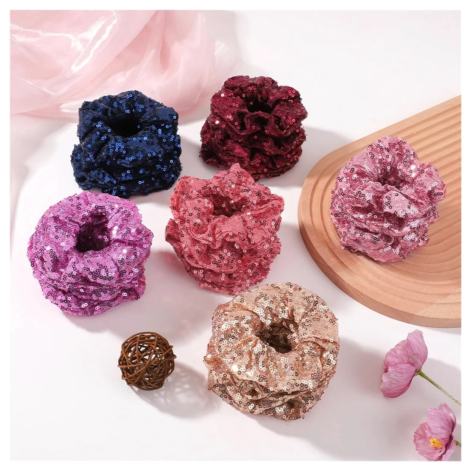 Juego de 180 coleteros con lentejuelas brillantes for el pelo, bandas elásticas 3,9 pulgadas for mujeres y niñas para Todo Tipo y Estilo de Cabello