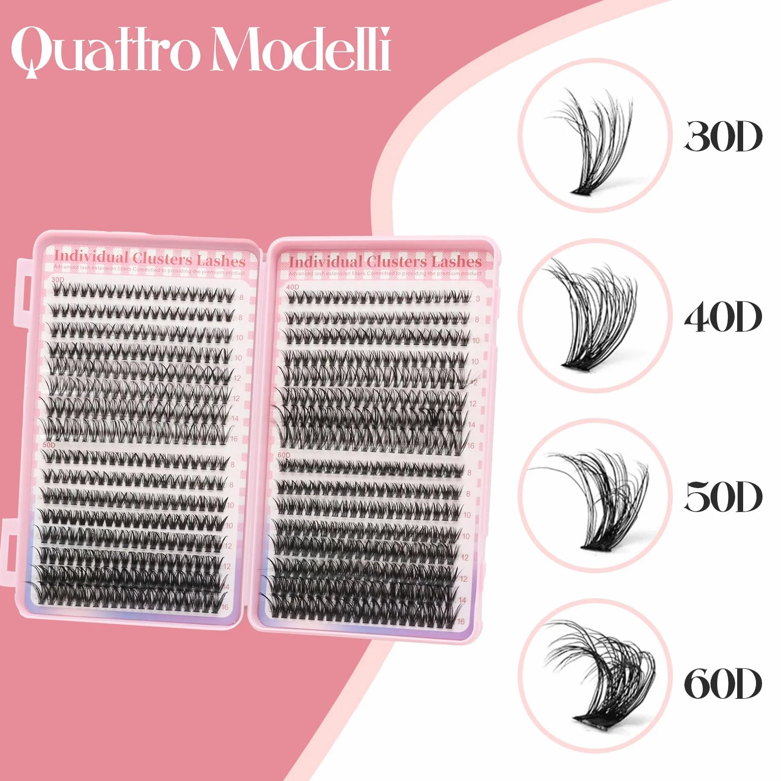 VEGCOO Cluster Lashes 640 Unds 30+40+50+60D Pestañas Postizas Naturales Individuales Tipo Racimo Ruso (8-16 mm)