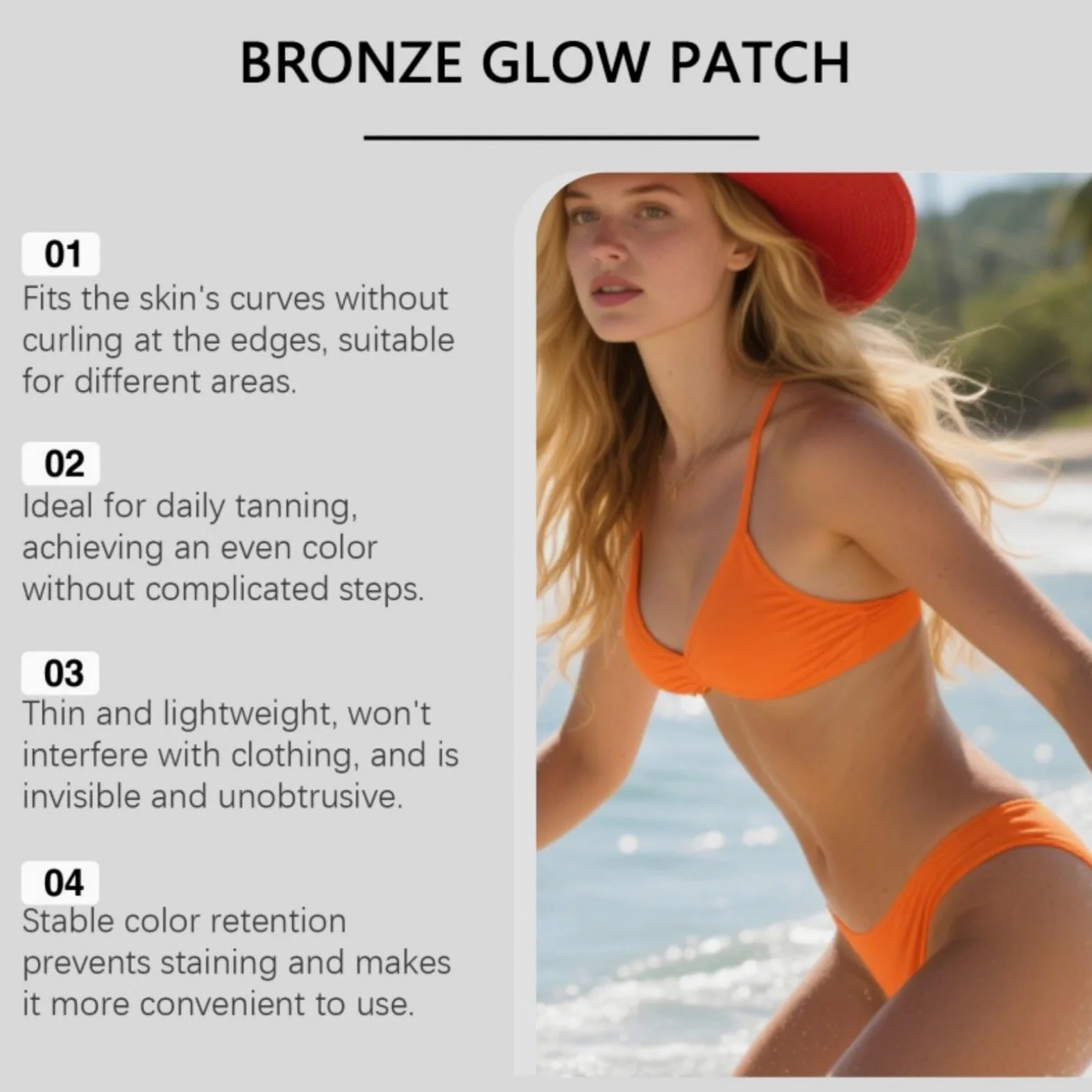 Parche autobronceador en Microneedles, pegatinas de bronceado sin sol para obtener una piel oscura y uniforme, parche de bronceado práctico para usar en casa para el cuidado de la piel