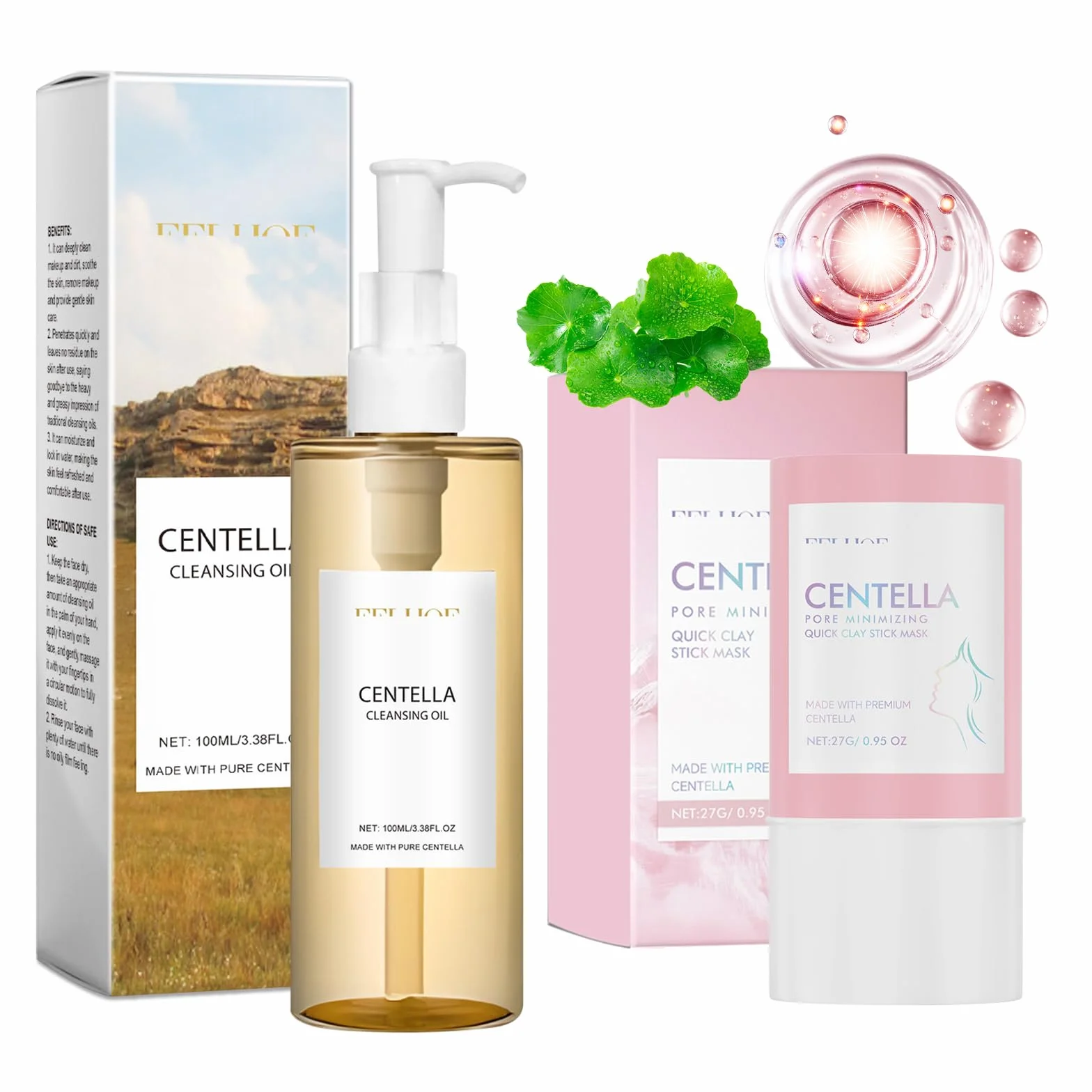 Centella Kit: Cleansing Oil + Stick Mask, Aceite Limpiador Facial Desmaquillante