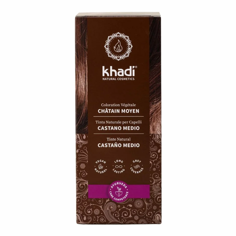 Khadi CASTANO MEDIO Tinte vegetal para el cabello 100% vegetal 100 g