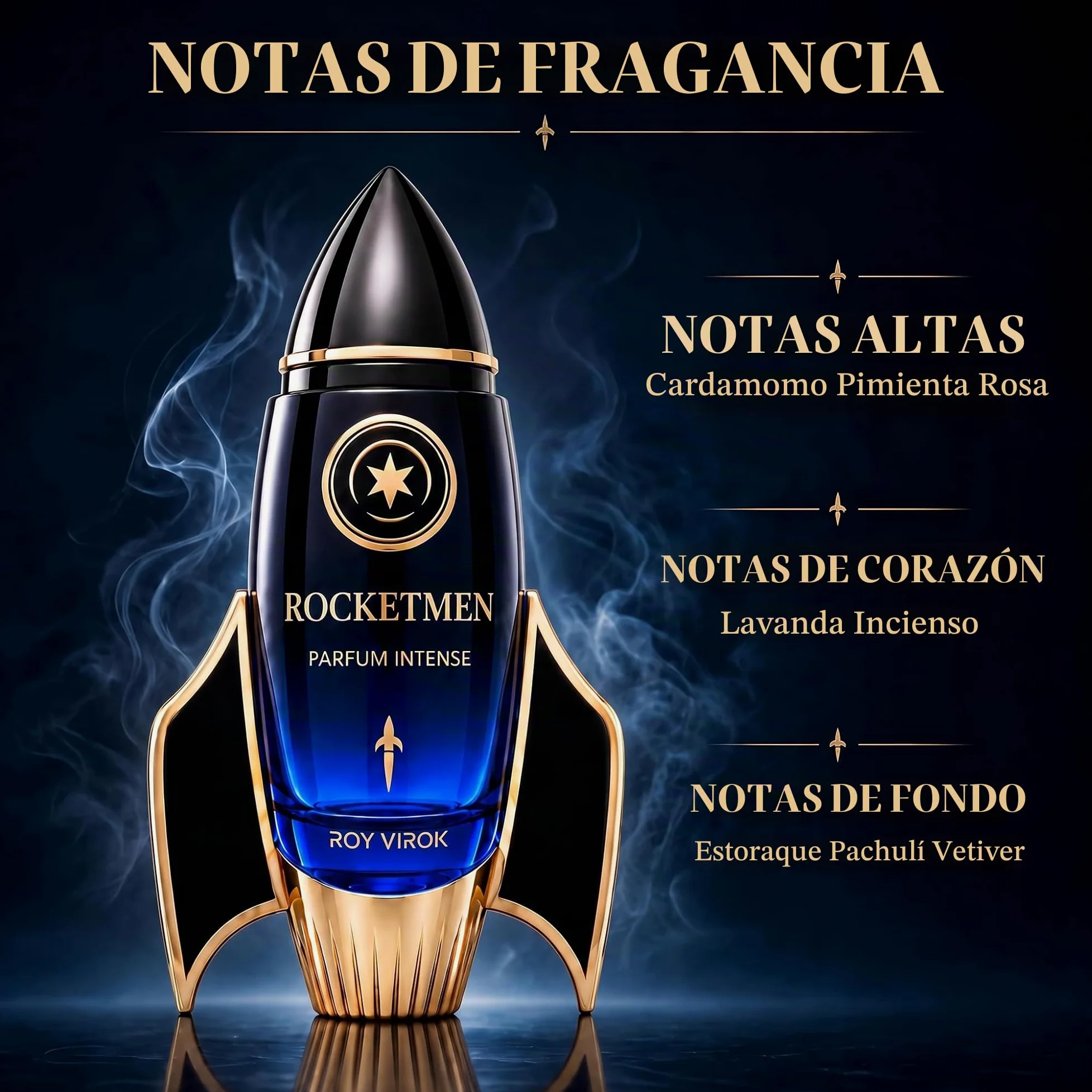 ROCKETMEN Parfum Intense 30% - Perfumes Hombre 100 ml, Larga Duración | Perfume para hombre de gran proyección y larga duración para dejar huella. Estela elegante y aroma especiado y amaderado.