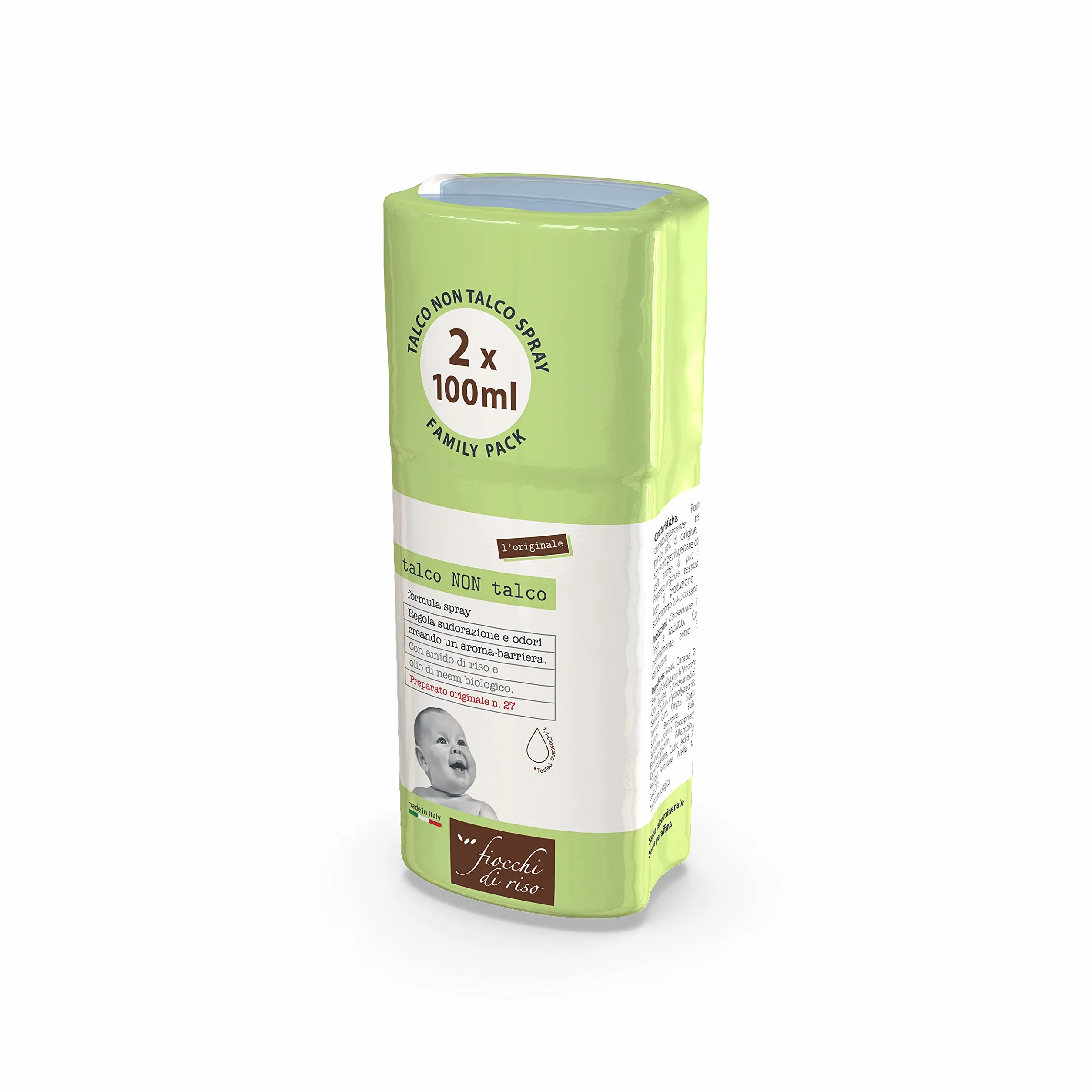 Fiocchi di Riso BIPACCO SPRAY Talco 100 ml SUDORACIÓN Y ZANZAR