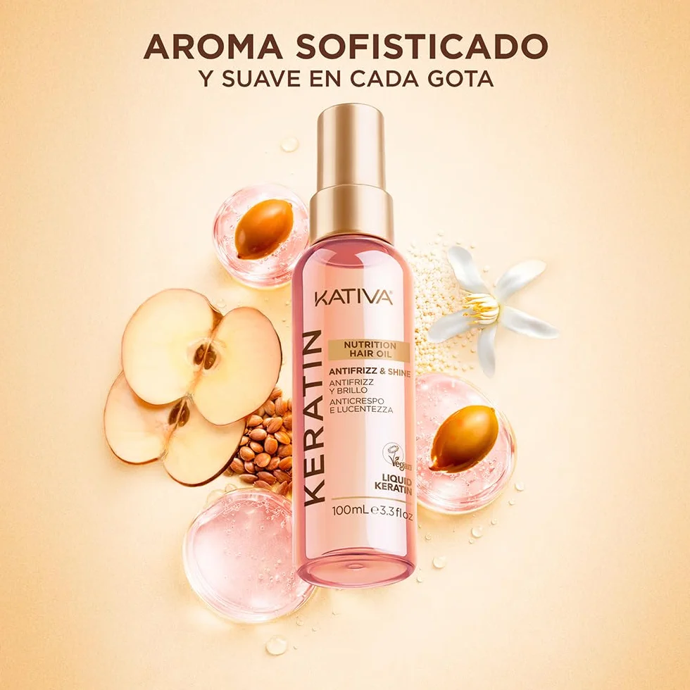 Kativa Keratina Líquida 100 ml Aceite Revitalizador Antifrizz Reconstrucción Cabellos Dañados