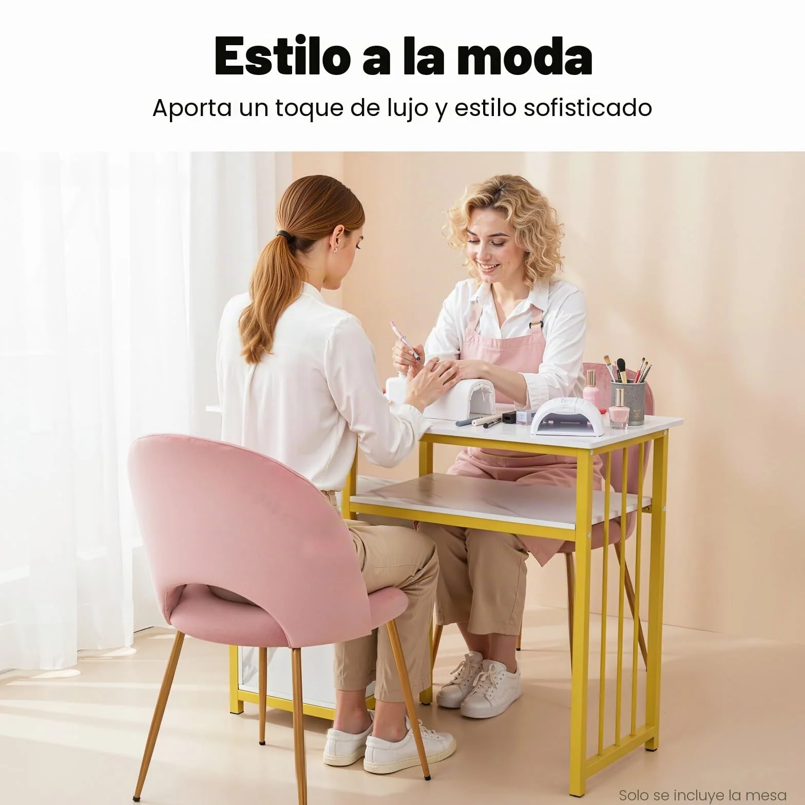 Escritorio de manicura, 3 cajones, mesa de manicura, mesa de manicura, textura de mármol, para Nail Tech y salón de belleza, 100 x 40 x 76 cm