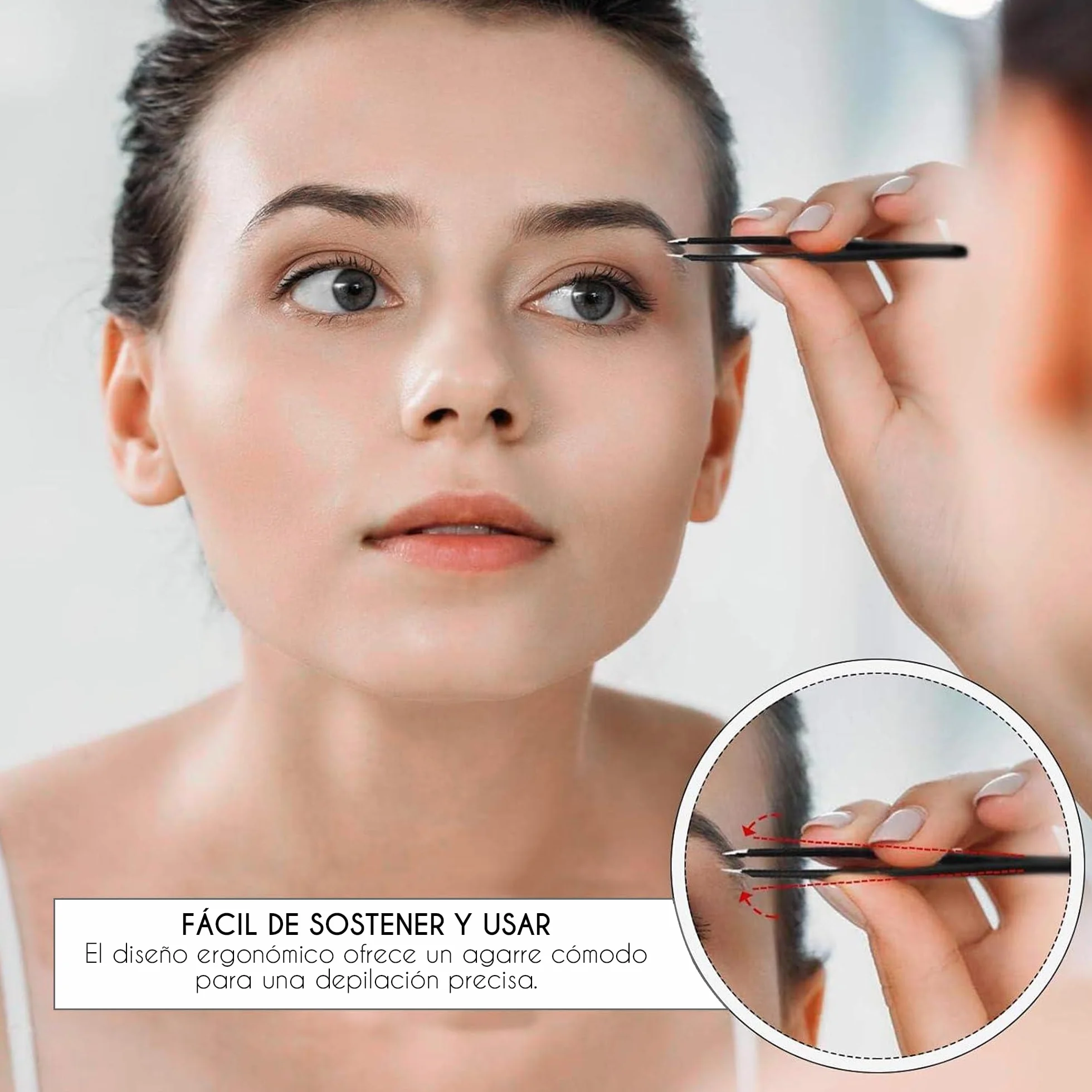 Candure Pinzas Depilar Acero Inoxidable Punta Oblicua para Cejas Vello Facial y Mentón