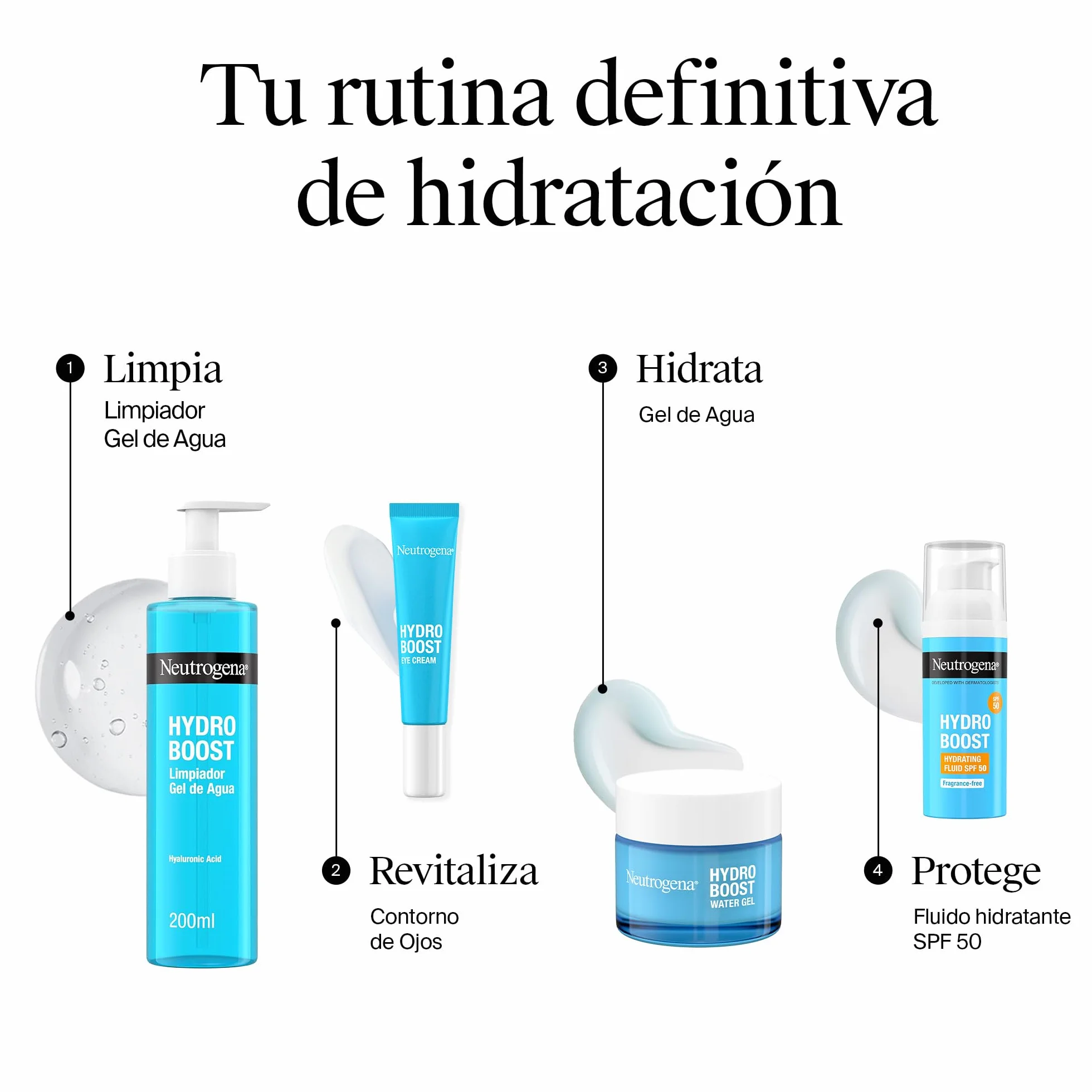 Neutrogena Hydro Boost Fluido Hidratante SPF 50 50 ml Crema Solar con Ácido Hialurónico y Niacinamida