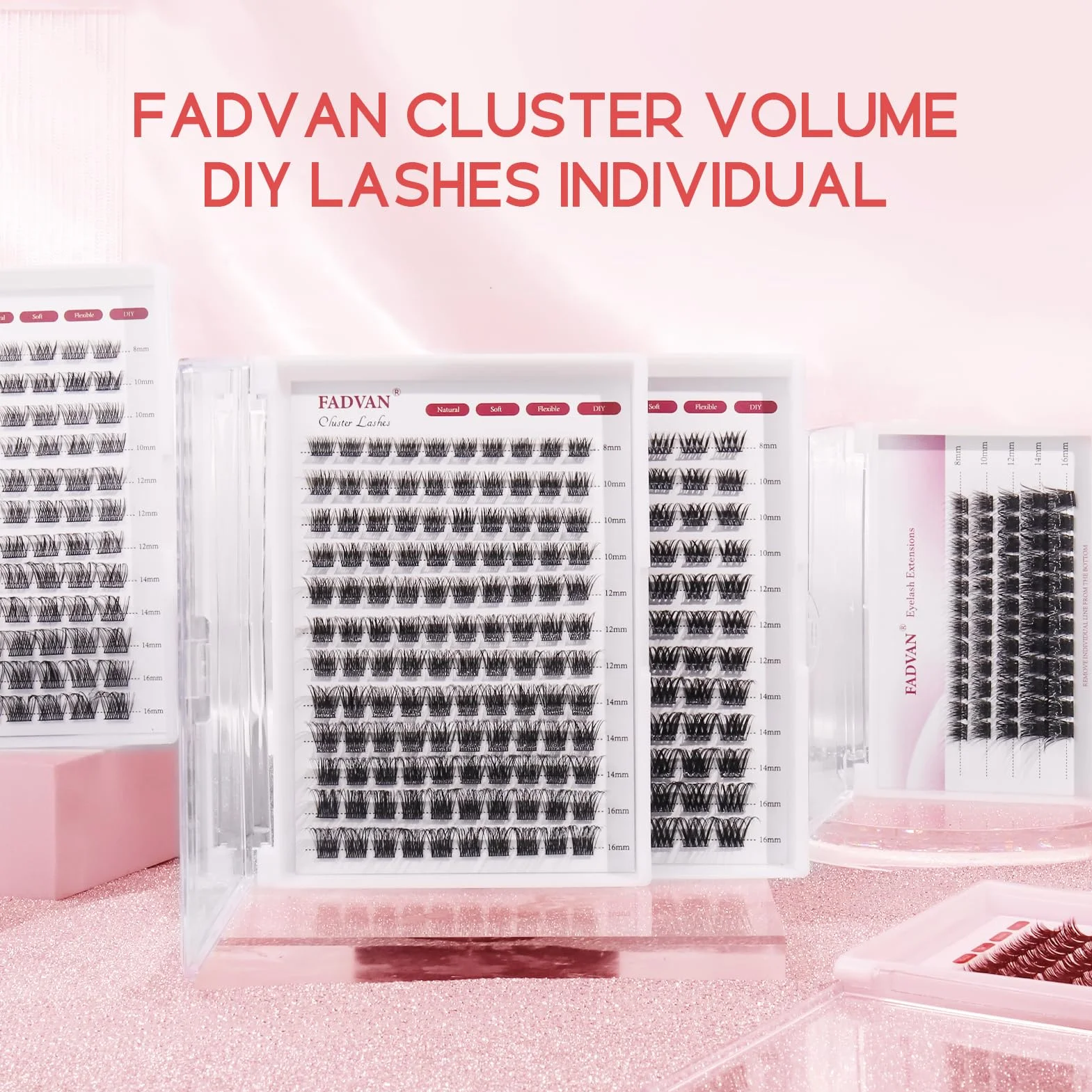 FADVAN DIY Eyelash Extension 0.07D Curl 8-16mm Individual Cluster False Lashes Natural Look