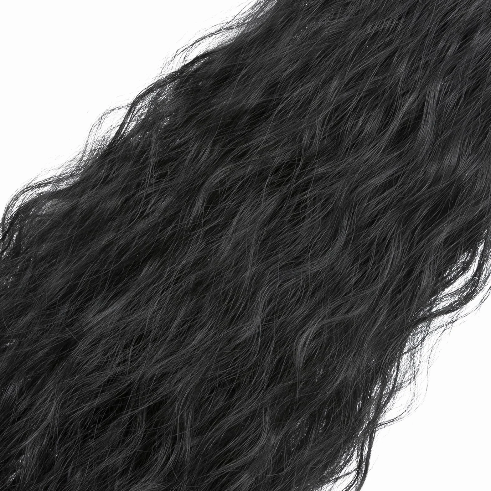 TESS Coleta Postiza Larga 80 cm Rizado Extensión con Cordón Corn Wave Natural Negro