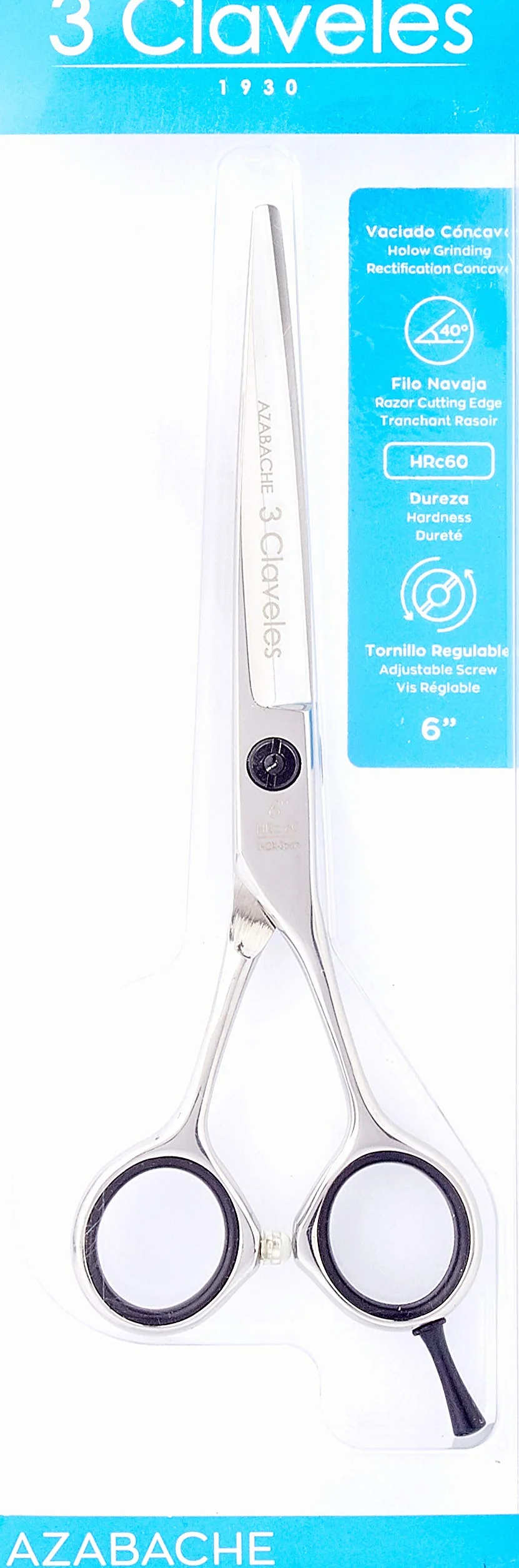3 Claveles Azbache Tijera Peluquera de 6"