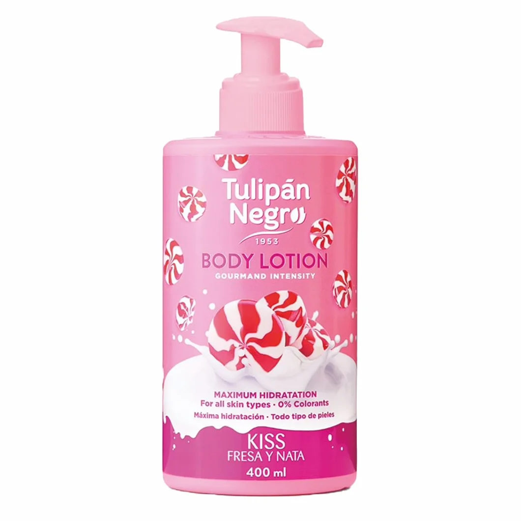 Tulipán Negro Crema Corporal Fresa y Nata 400 ml Dosificador