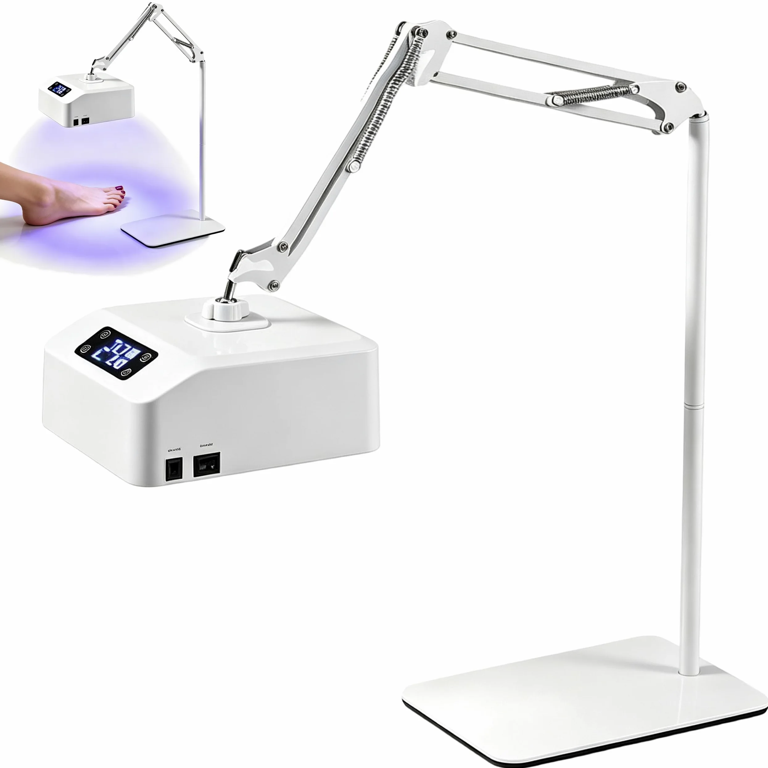Lámpara de uñas UV, lámpara LED de uñas con temporizador 15/30/60/90s, lámpara colgante de pedicura con soporte y base, lámpara UV recargable para uñas de gel, dedos y pies