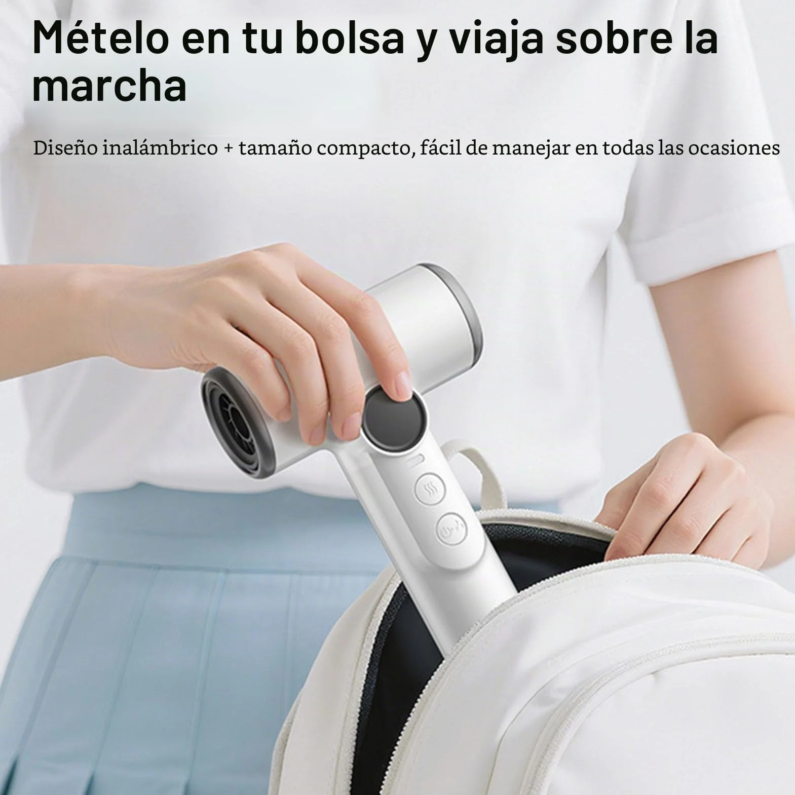 Bewinner Secador de Pelo Inalámbrico Profesional: Batería Recargable USB, 3 Velocidades y Temperaturas, Portátil Con Pantalla Digital Para Mujeres