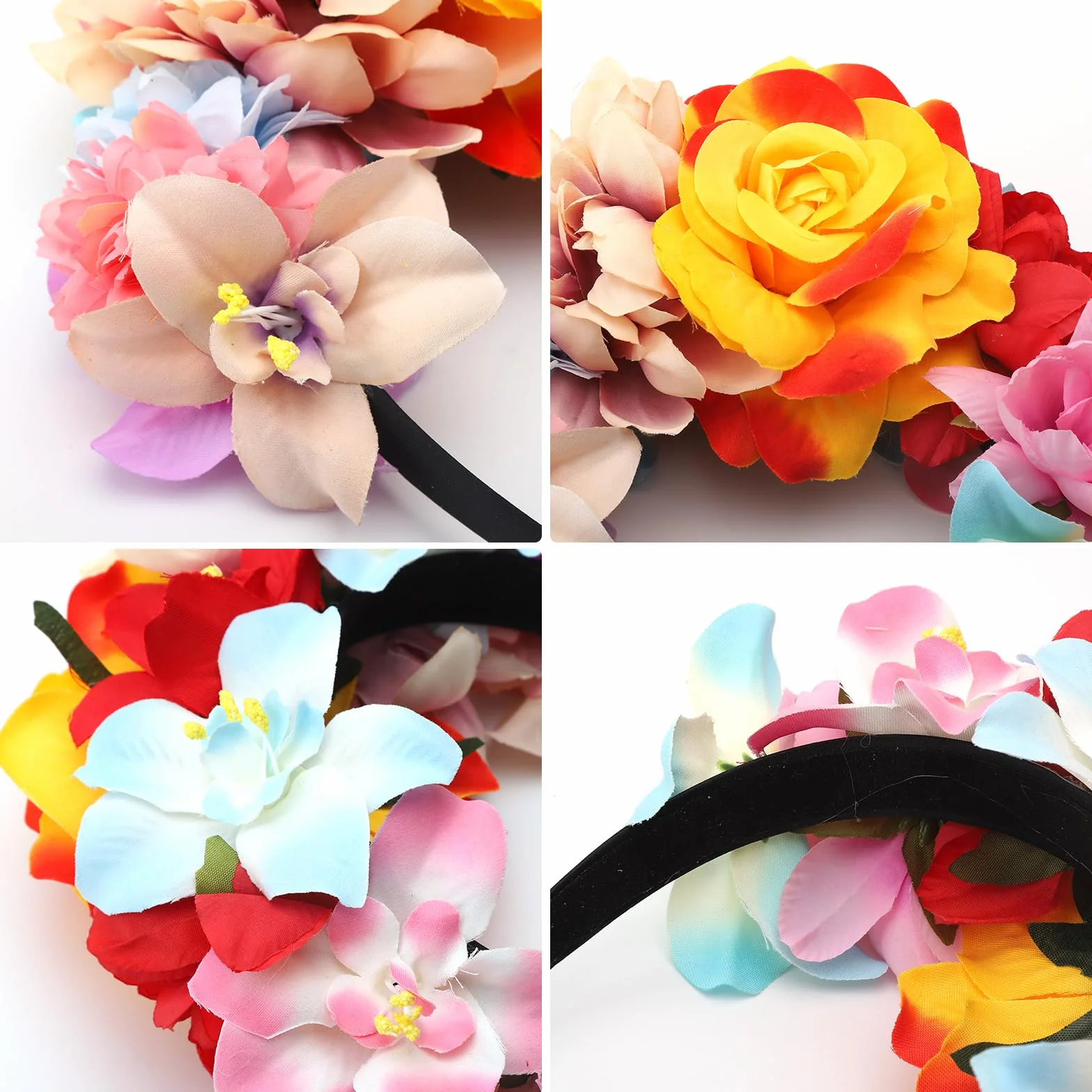 Corona de flores rosa para niña accesorio Mardi Gras boda