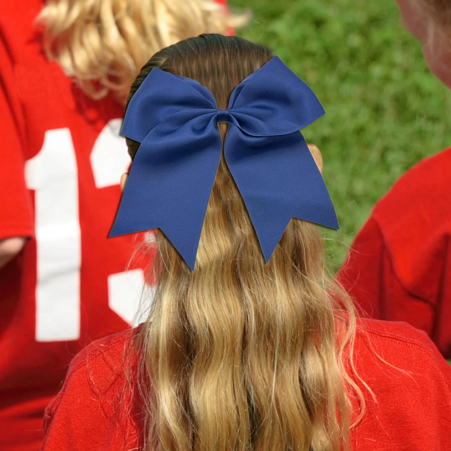 30 lazos grandes de 8 pulgadas, color azul marino, para cola de caballo, hechos a mano, para niñas, adolescentes, sóftbol, animadoras, deportes (azul marino)