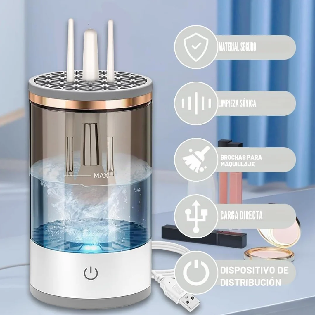 Limpiador de Brochas de Maquillaje Eléctrico 3 en 1 USB Limpieza Profunda 30s