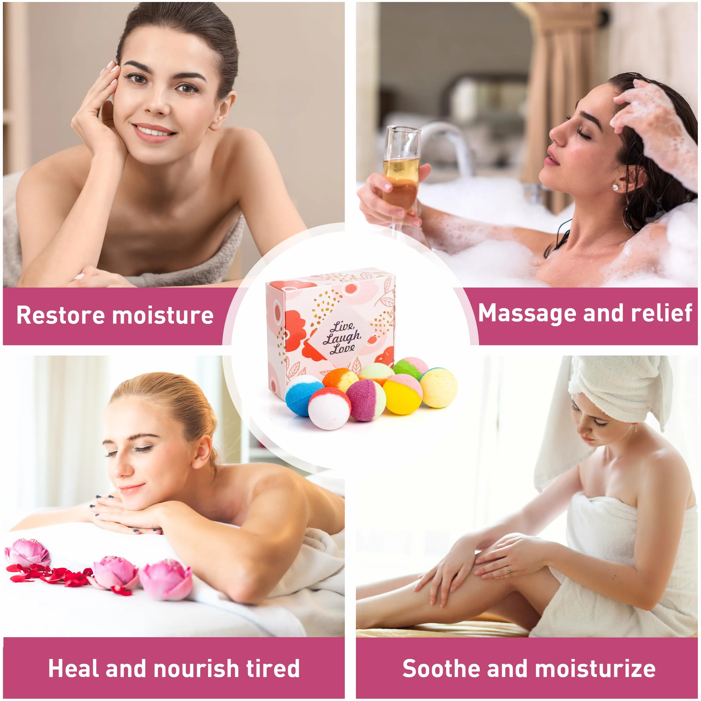 48 bombas de baño naturales y orgánicas para mujeres y niños, ricas en aceites esenciales, relajación y alivio del estrés, set de regalo para el día de la madre, Navidad