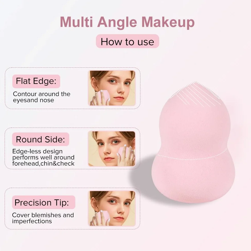 Juego de esponjas de maquillaje, 3 esponjas de mezcla de maquillaje, esponjas de belleza, esponja de base para base natural, esponja de maquillaje multicolor, espuma sin látex