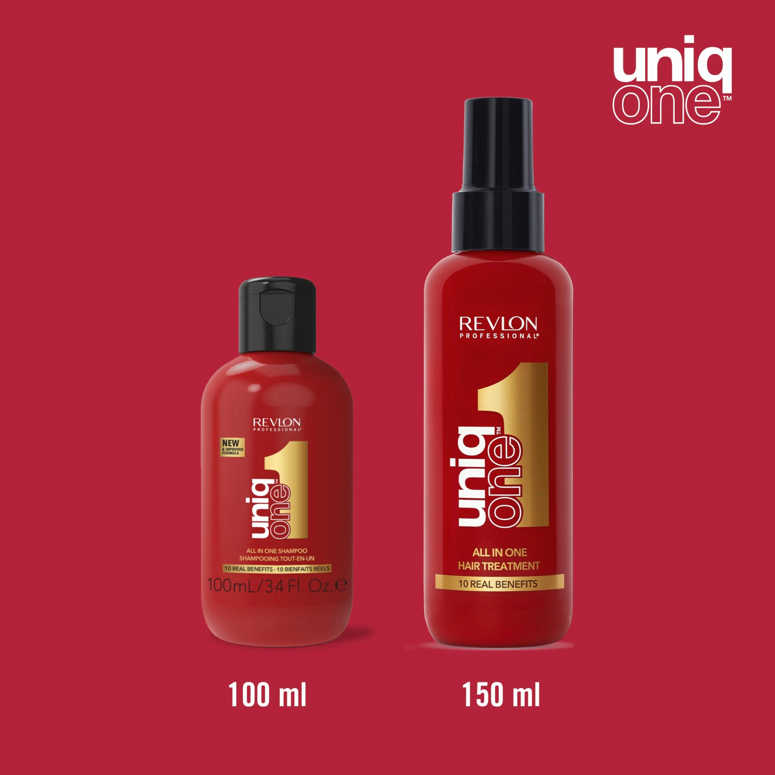 Revlon Professional UniqOne Set de Cuidado con Neceser Tratamiento Capilar Sin Aclarado Anti Frizz Protección Térmica 150 ml Champú 100 ml