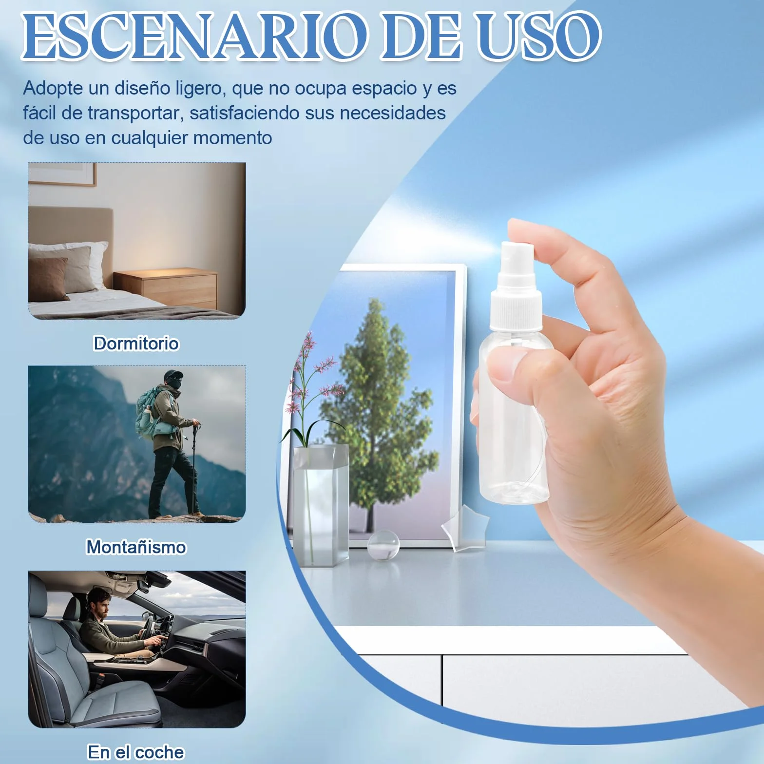 Botes Spray Pequeños 50ml Transparentes con Embudos y Etiquetas, Botellas de Viaje Rellenables para Cosmética