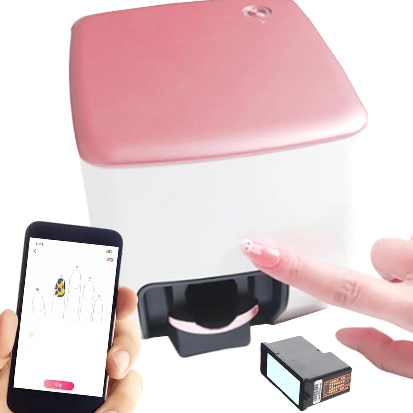 Impresora De UñAs PortáTil, Impresora Inteligente Diy Para DecoracióN De UñAs En Casa Y SalóN, ImpresióN De UñAs InaláMbrica 4800Dpi,(Accesorio Individual Opcional/Juego) NailArtMachine+Accessories