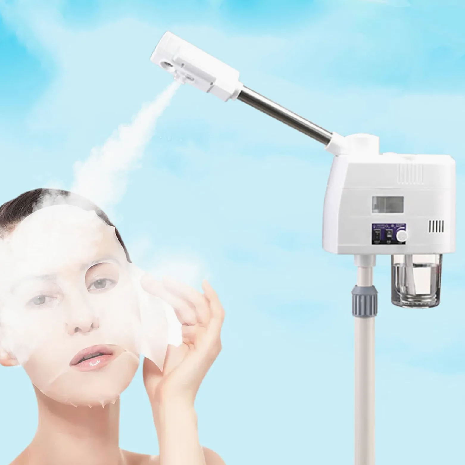 Humidificador para el rostro, apto para salón y hogar, reduce el envejecimiento de la piel, hace que su piel brille y luzca cuidada, altura ajustable