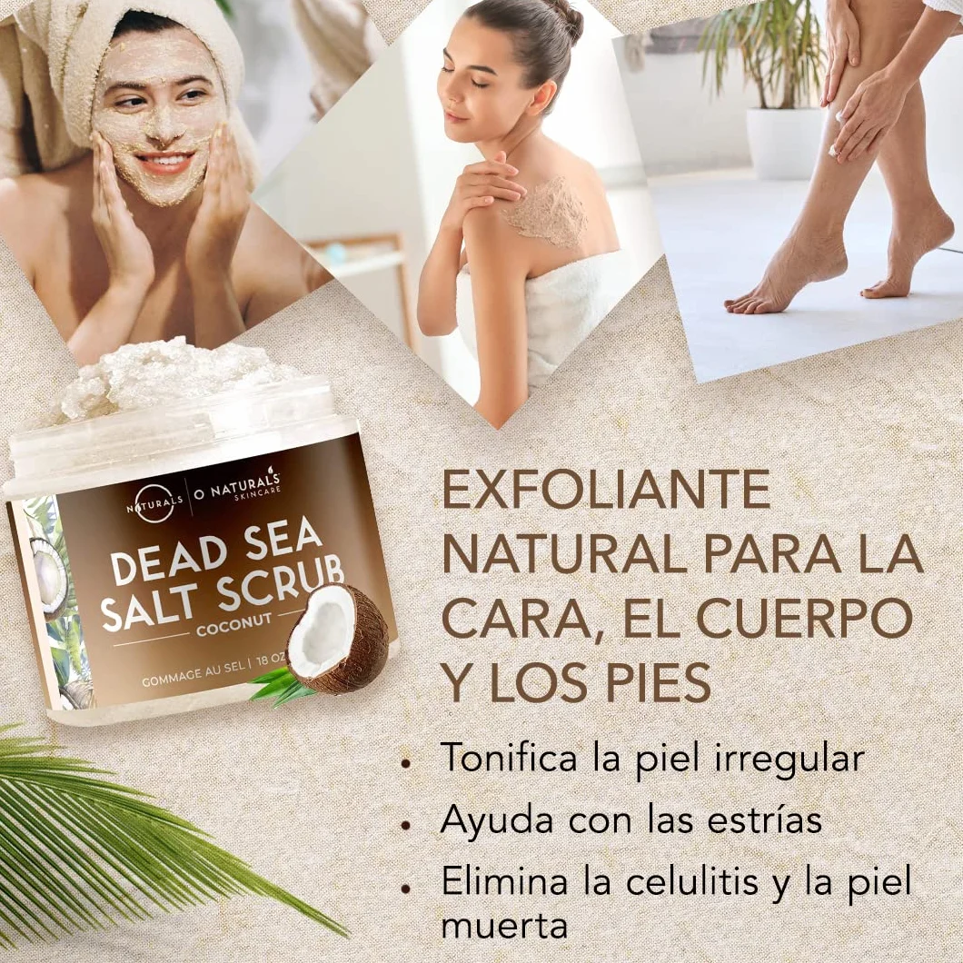 O Naturals Exfoliante de Aceite de Coco y Sal del Mar Muerto, Limpieza Profunda 500gr