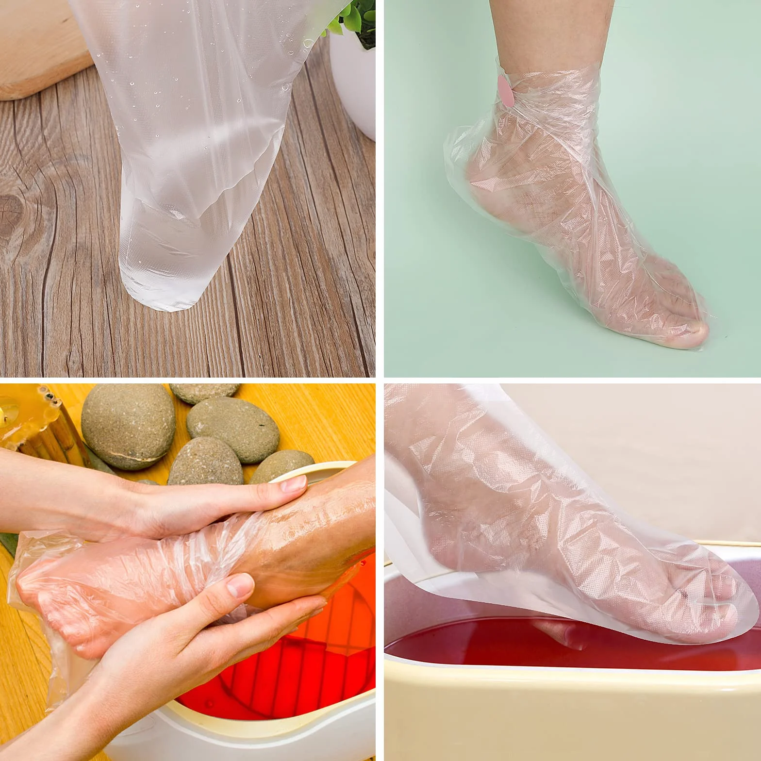 Abeillo 200 forros de baño de cera de parafina para pies, calcetines térmicos, bolsas de pedicura