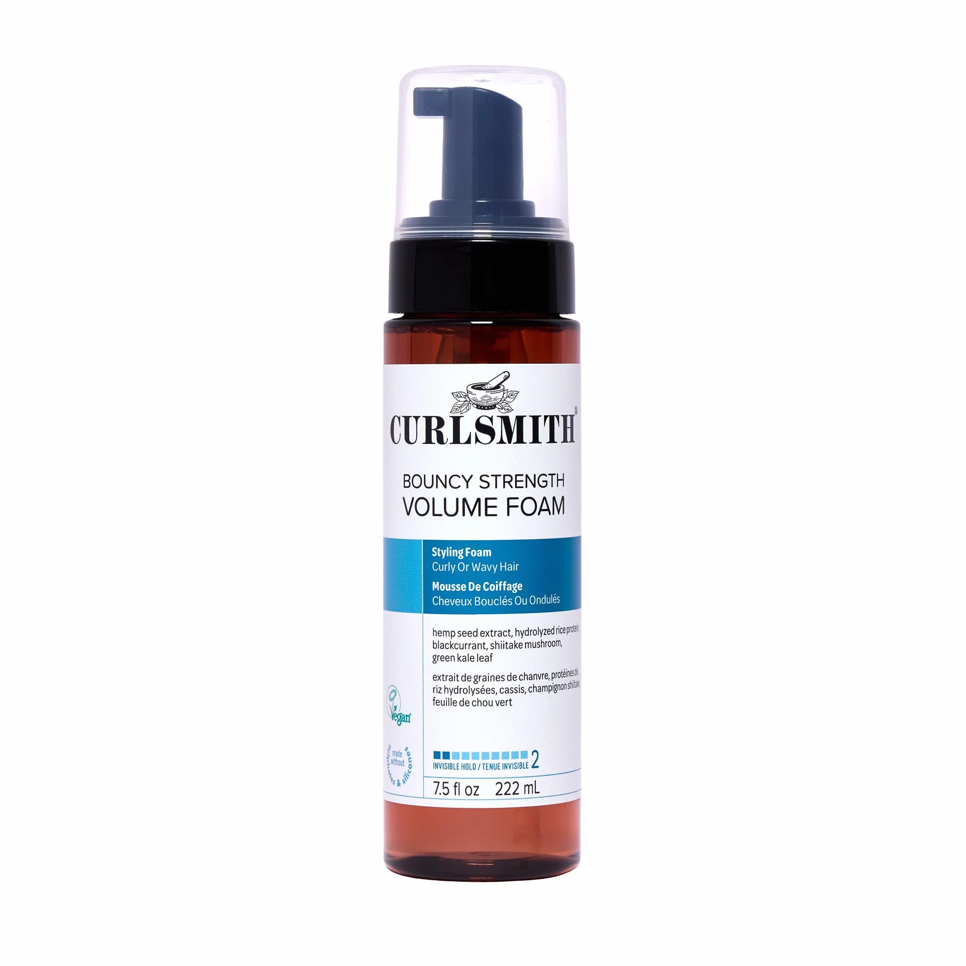 Curlsmith Bouncy Strength Volume Foam - Espuma fortalecedora para volumen, todo tipo de rizos, vegano, 7.5 oz