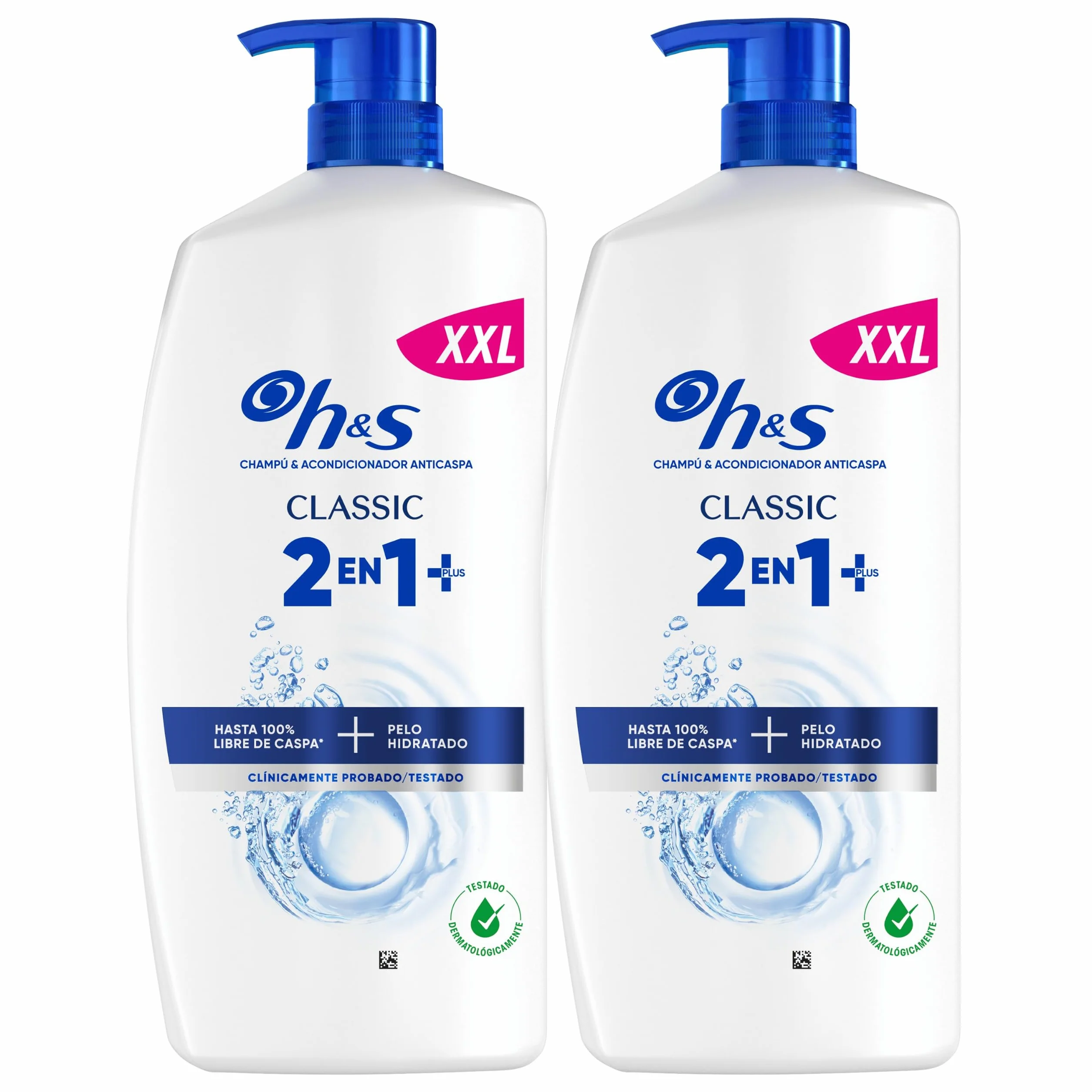 H&S Classic Champú y Acondicionador Anticaspa 2en1 2x1000ml con Dispensador