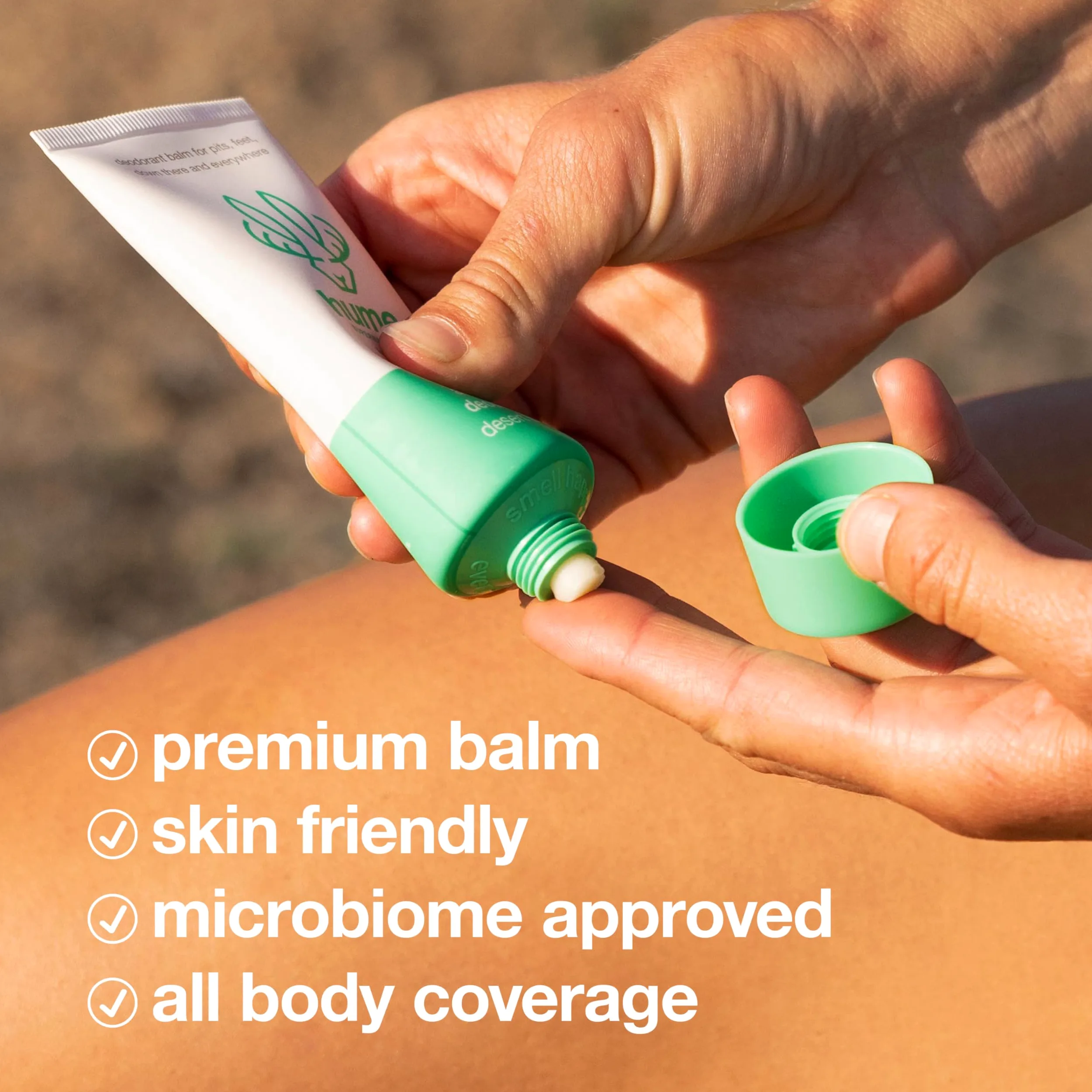 HUME SUPERNATURAL Bálsamo desodorante invisible para todo el cuerpo, protección para todo el cuerpo, sin aluminio, sin bicarbonato de sodio, resistente al olor, clínicamente probado