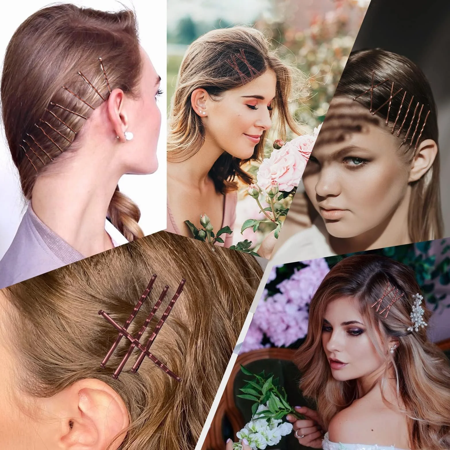 Mbsomnus 50 Piezas Horquillas Pelo Mujer Marrón Bobby Pins 7cm