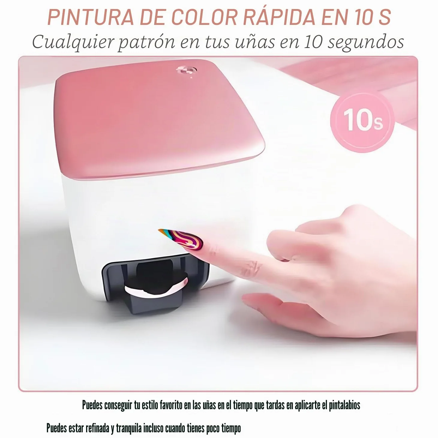 Impresora 3D para decoración de uñas, máquina de impresión de uñas DIY con control de aplicación, alta resolución de 4800 ppp, reconocimiento automático de forma de uñas y dibujo rápido 10S