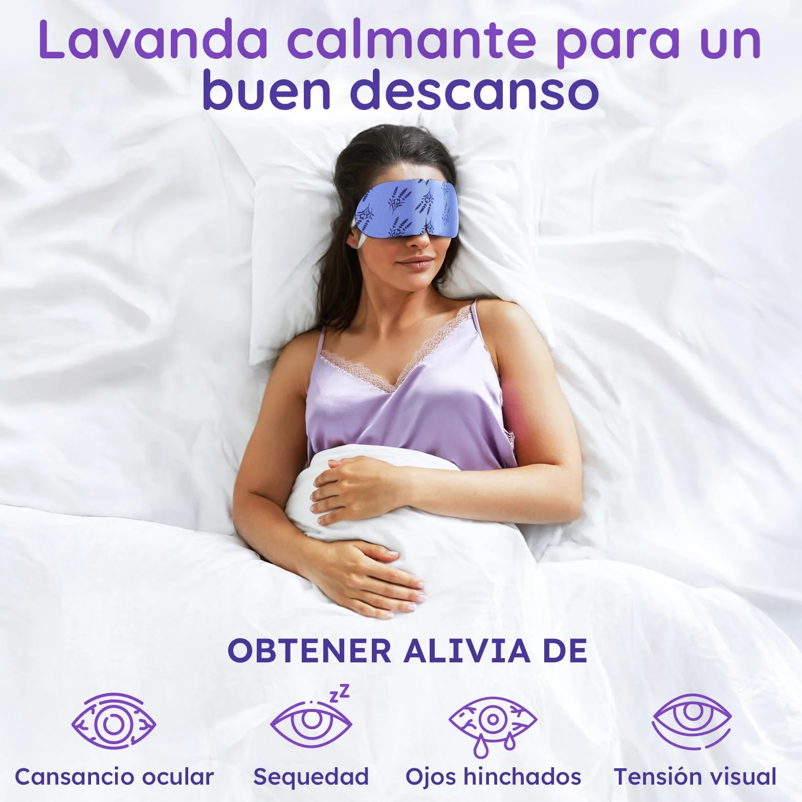 Antifaz Ojos Secos con Lavanda, Máscara Caliente Vapor Desechable para Dormir y Viajar