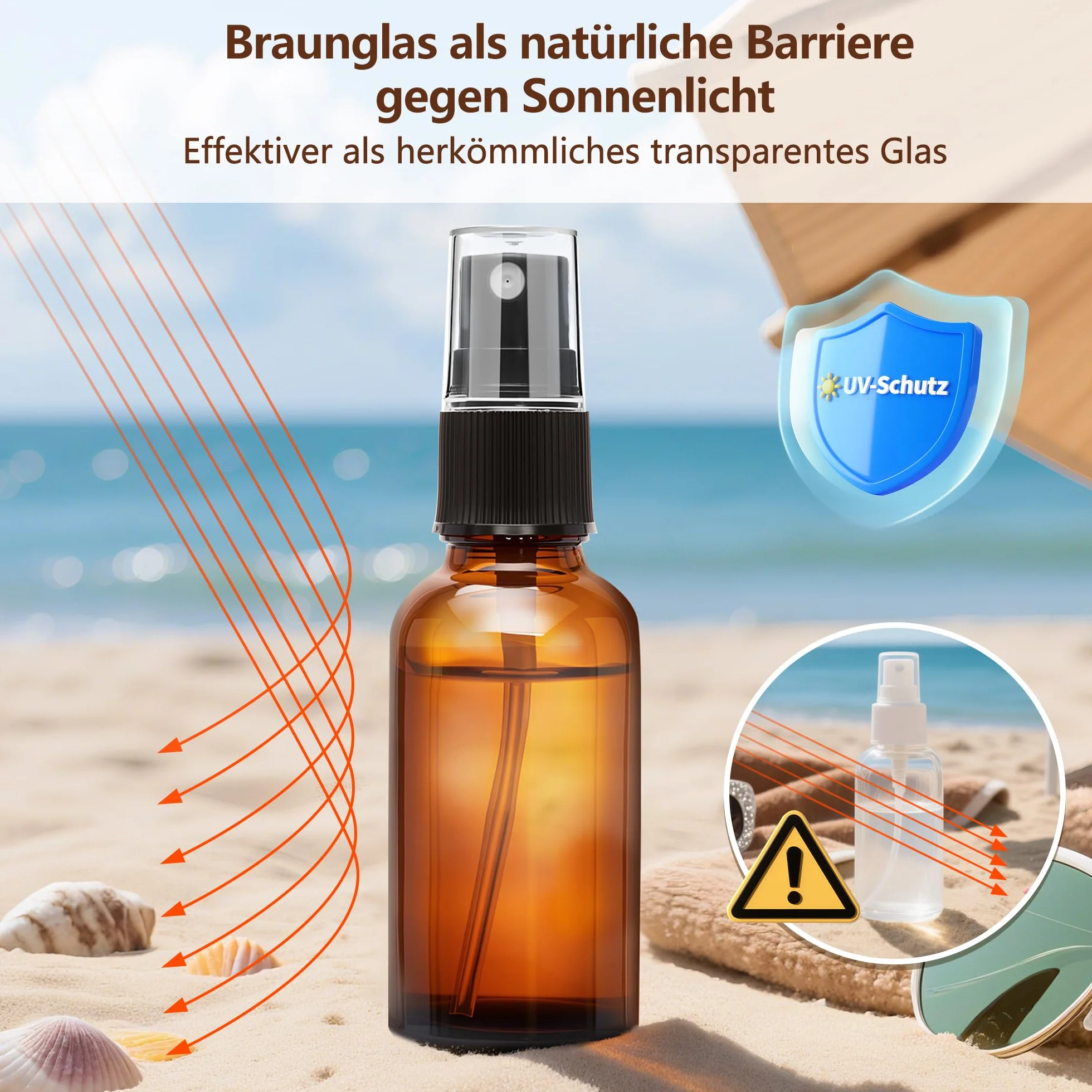 Elalove 6 botellas pulverizadoras de vidrio ámbar 30ml con cuentagotas para aceites esenciales