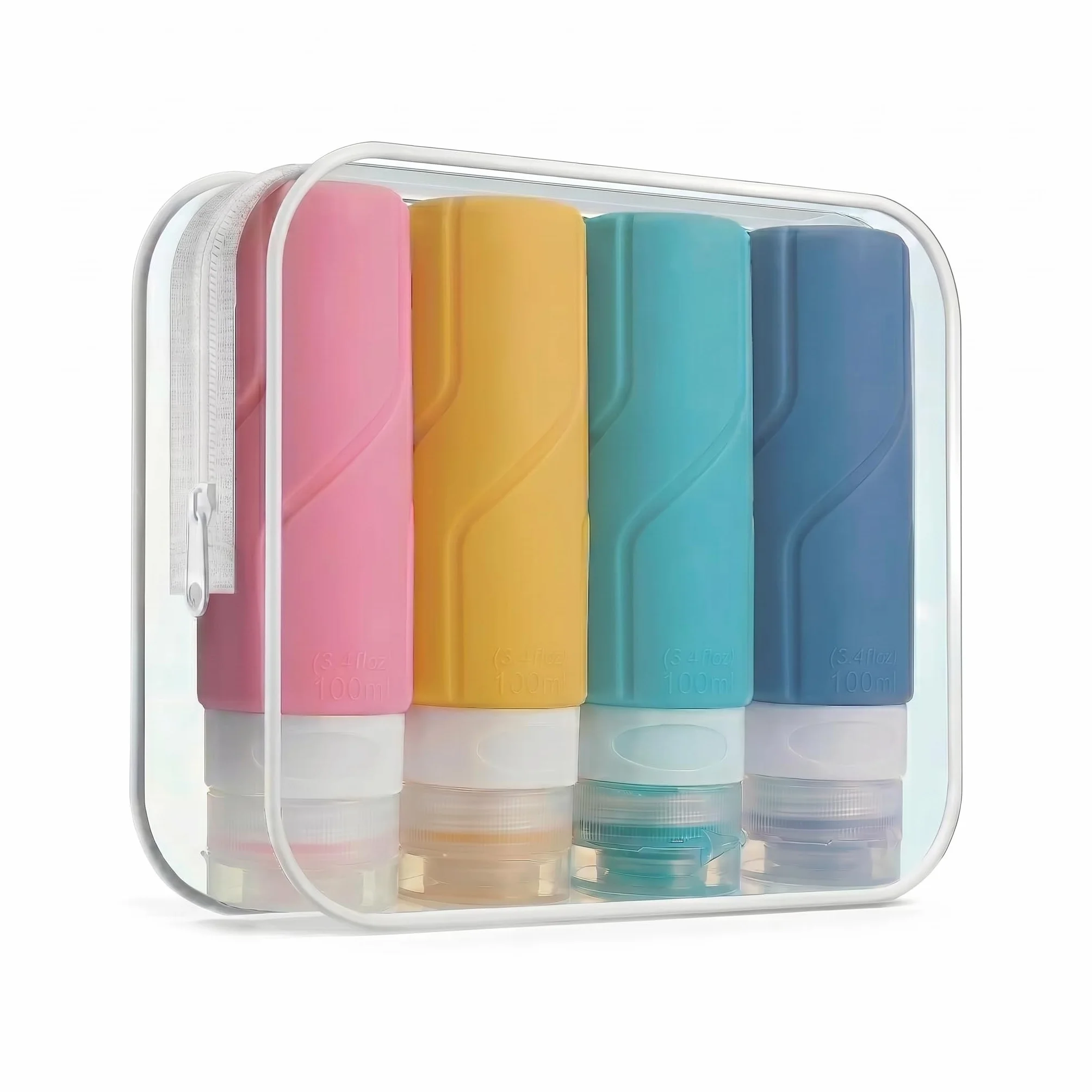 Botes Silicona Suave Rellenables 100ml Sin Fugas BPA Free Boca Ancha para Gel Champú Cremas Líquidos