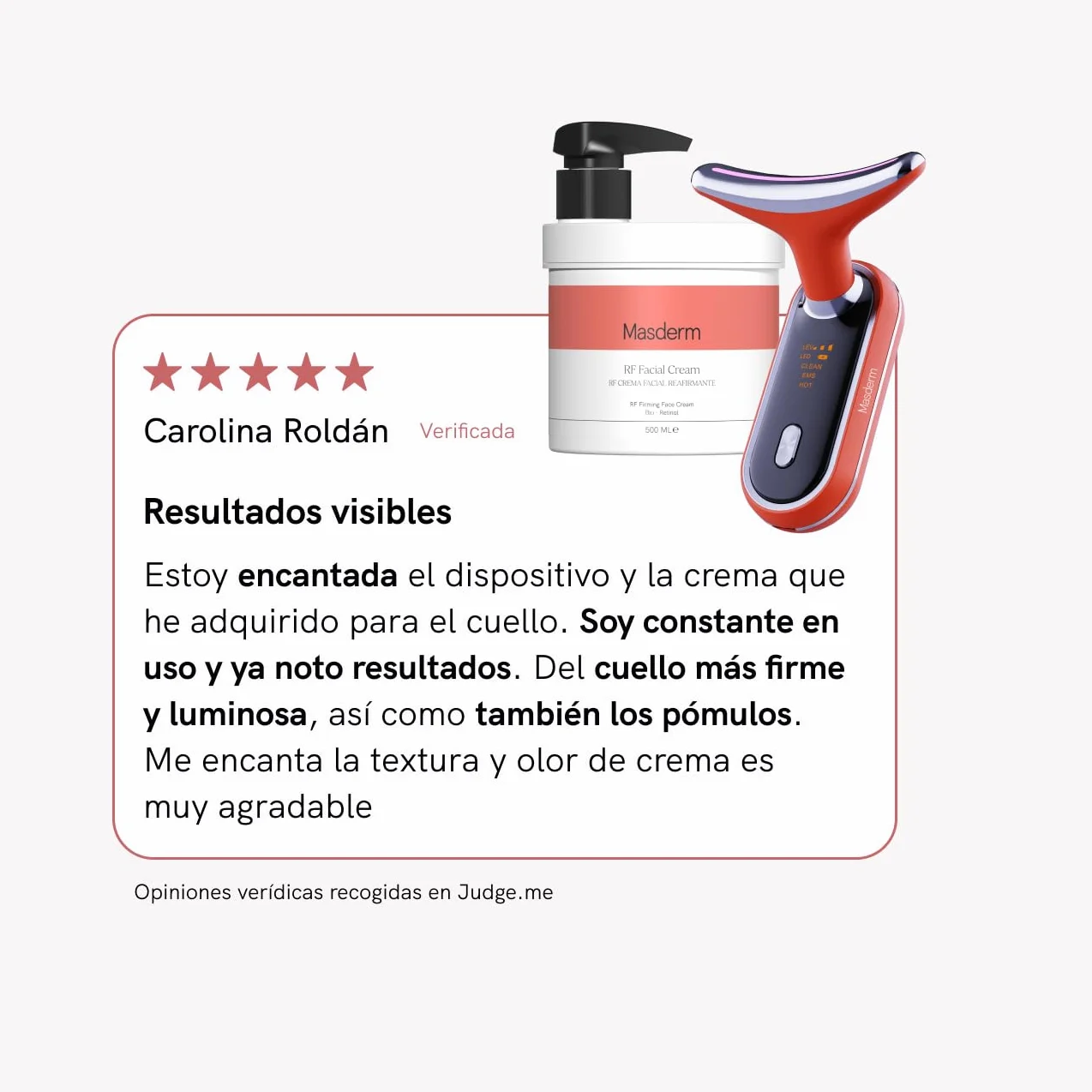 MASDERM Masajeador Facial y Cuello Profesional Radiofrecuencia 500 ml, Luz Roja RF, Lifting Facial 2 Pack