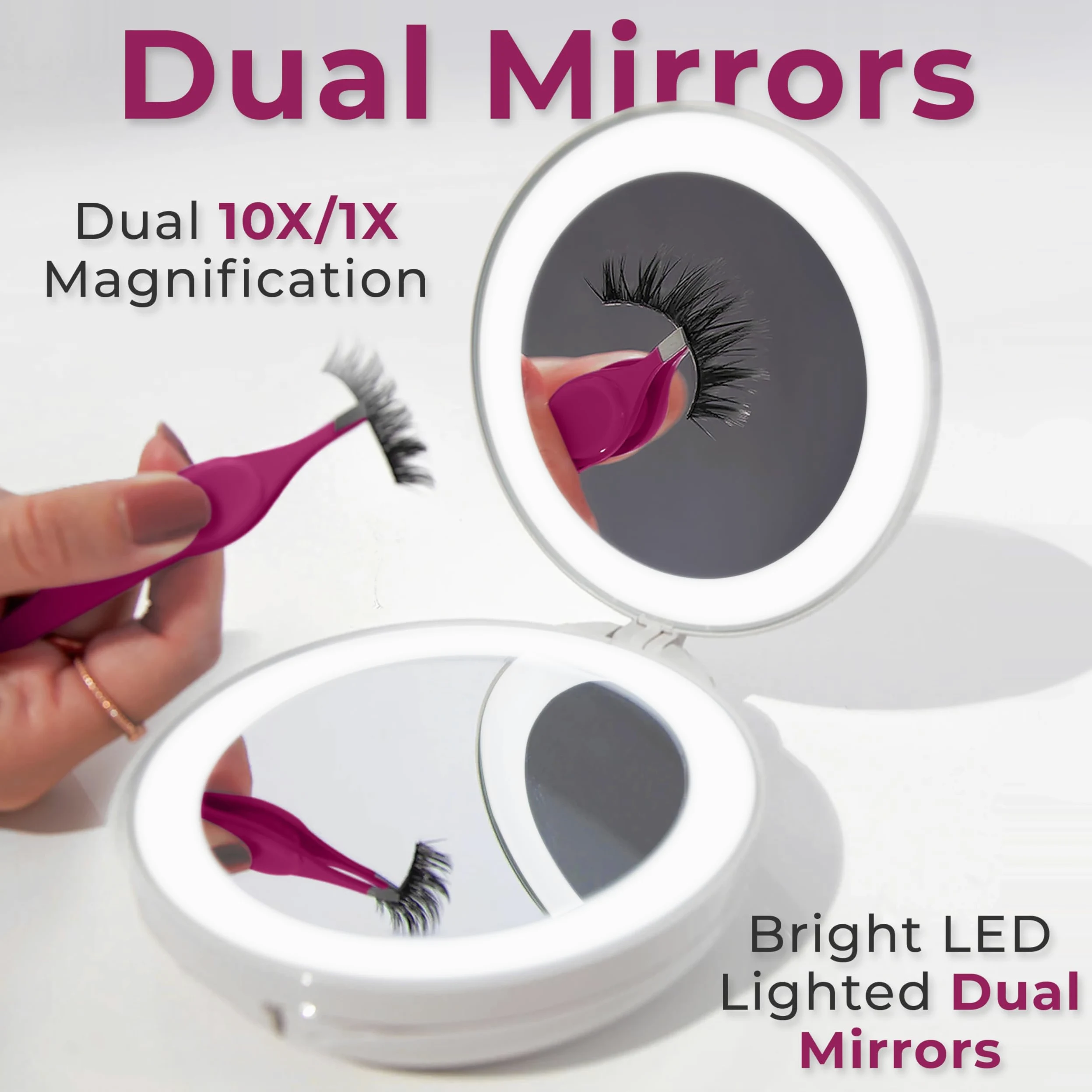 Zadro Doble Espejo de Viaje 1 y 10 x con luz LED Nueva Generación