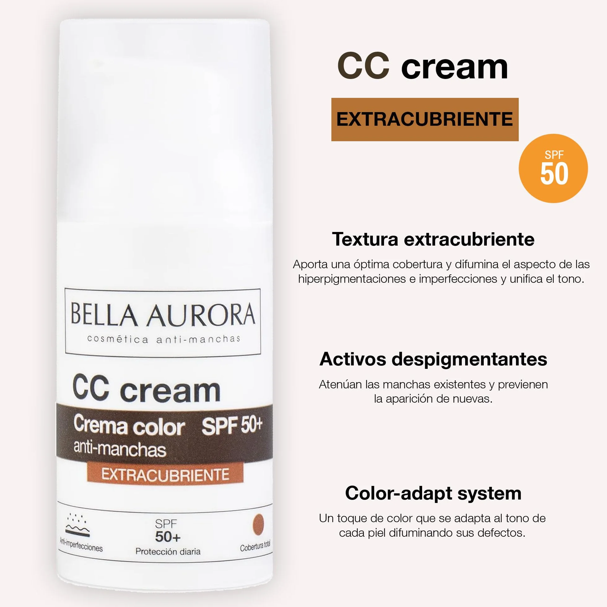 BELLA AURORA CC Cream Antimanchas Extracubriente SPF50+ 30 ml Protector Solar Facial
