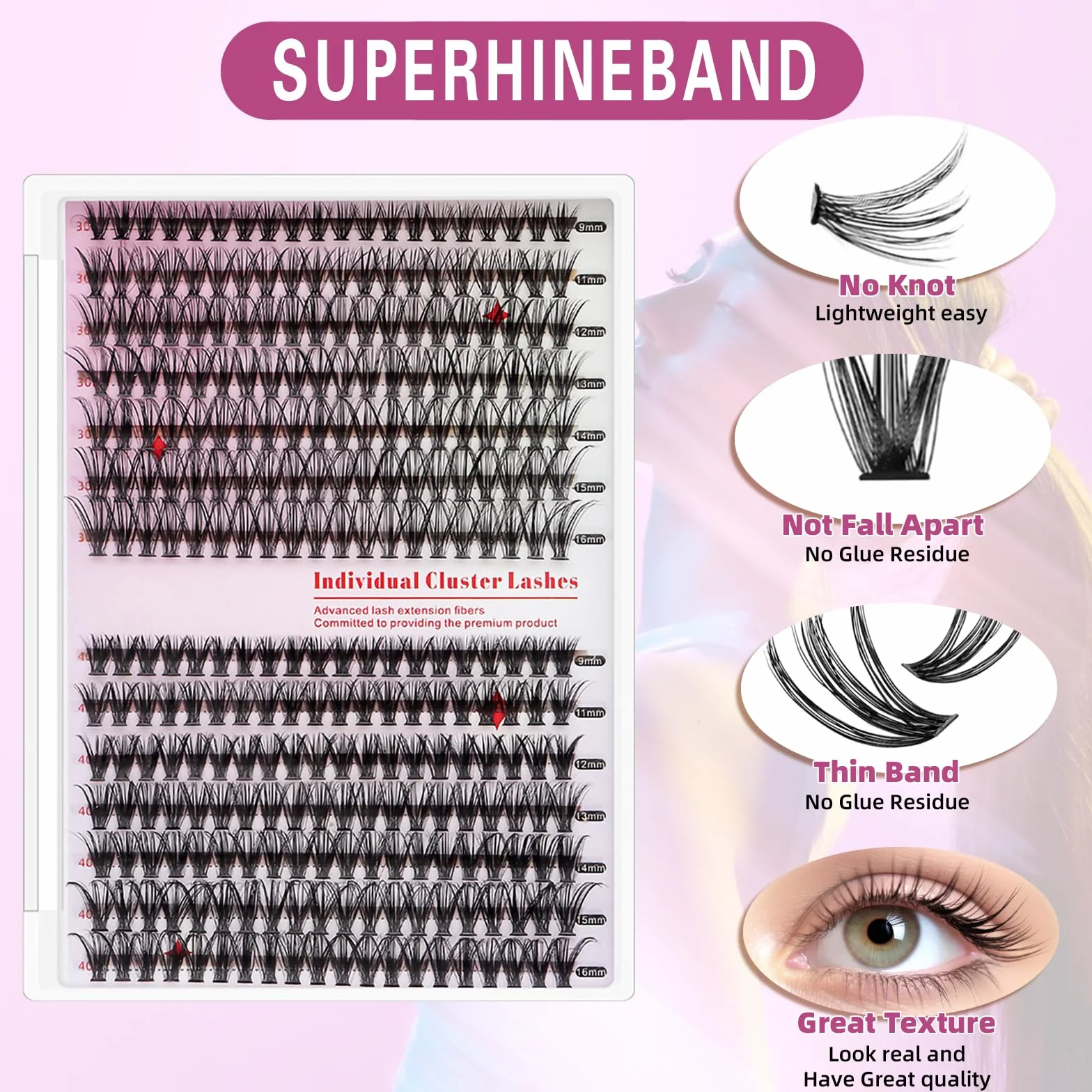 280 Pcs Cluster Lashes Kit 30D 40D 9-16mm Pestañas Postizas DIY