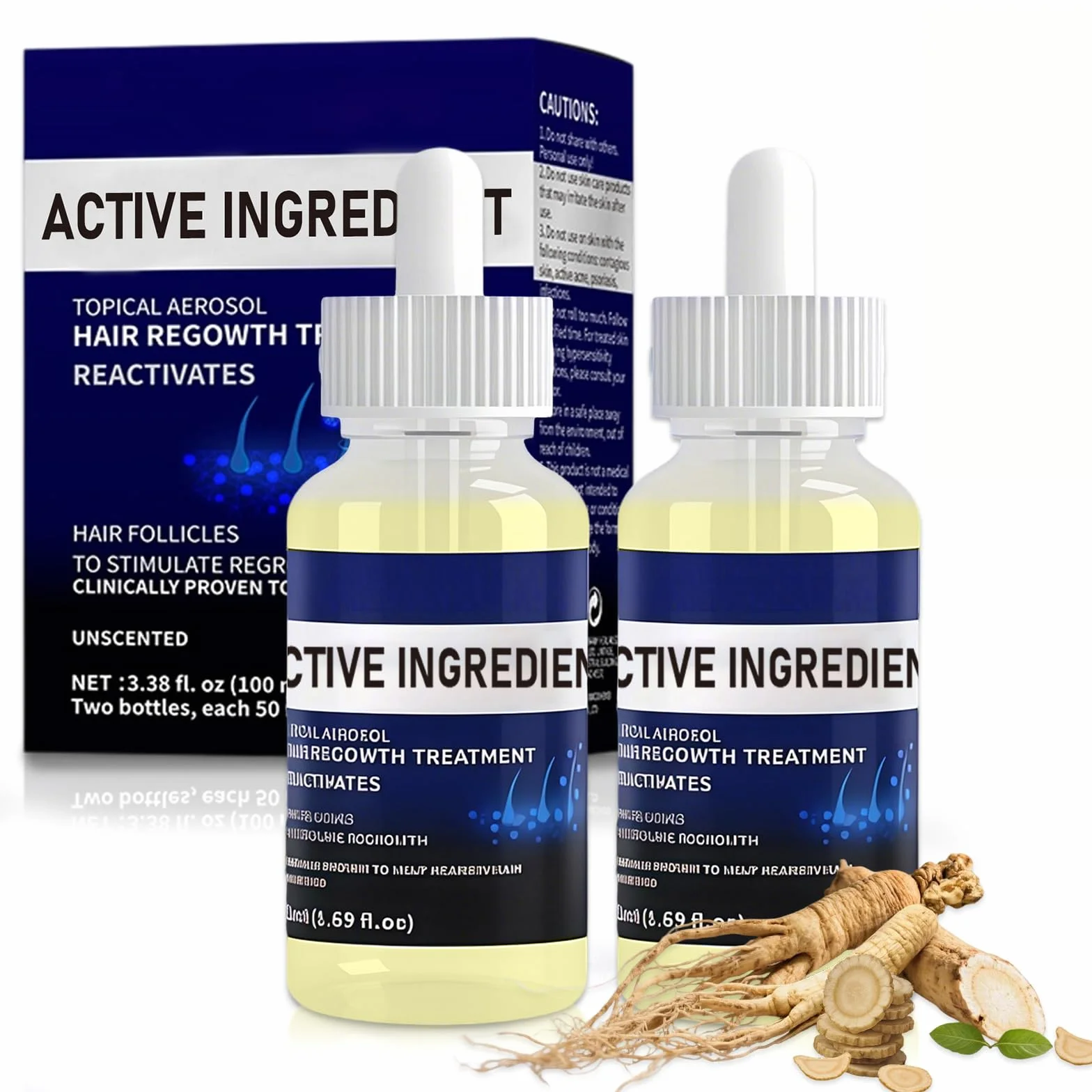 Serum Capilar Anticaída 2 x 50 ml, Hair Growth Serum con Biotina, Densificador Capilar Ligero para Hombre y Mujer, Serum Capilar Fortificante para Cabello Fino, Débil y Dañado, Azul