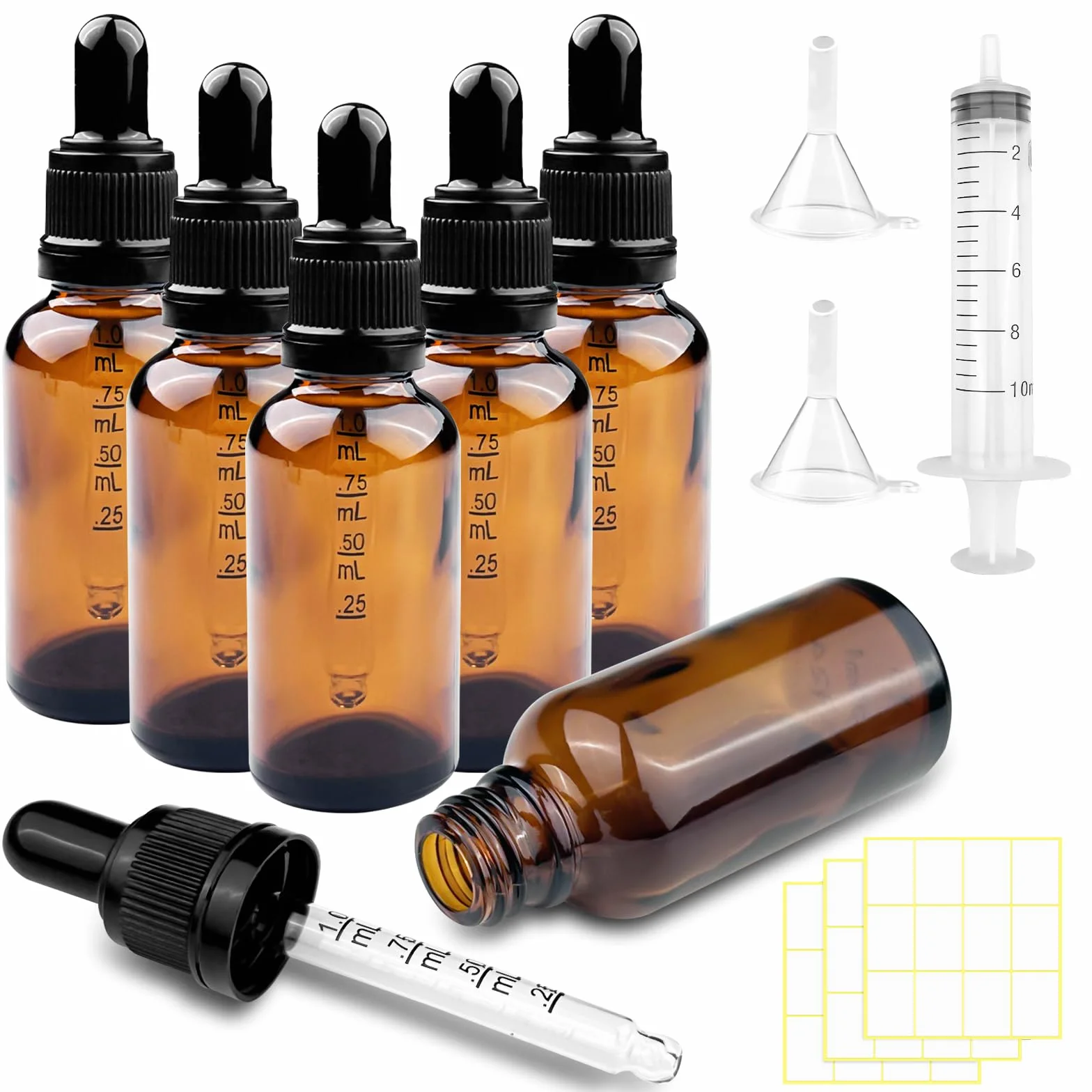 Frascos cuentagotas cristal 30ml con accesorios para aceites esenciales