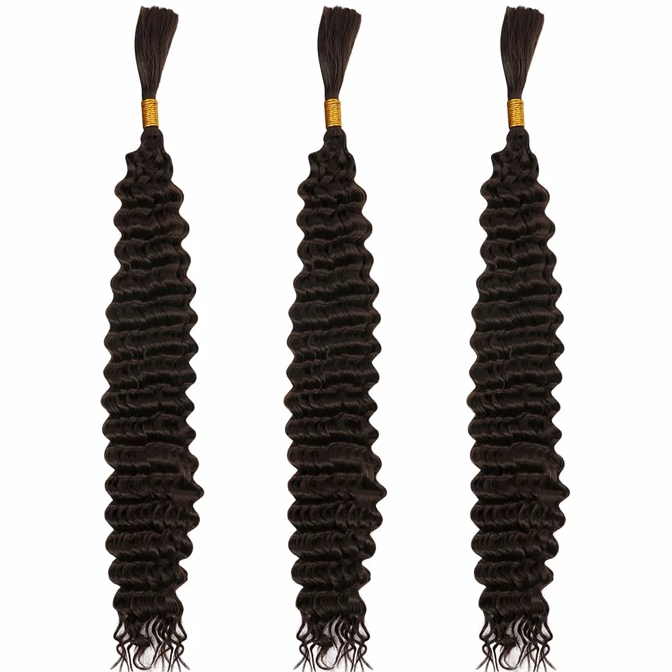 Aomig Ocean Wave Crochet Hair Extensions 24" Wave Braided Soft, African Hair Braids Synthetic Curly Braided 3pcs Brown