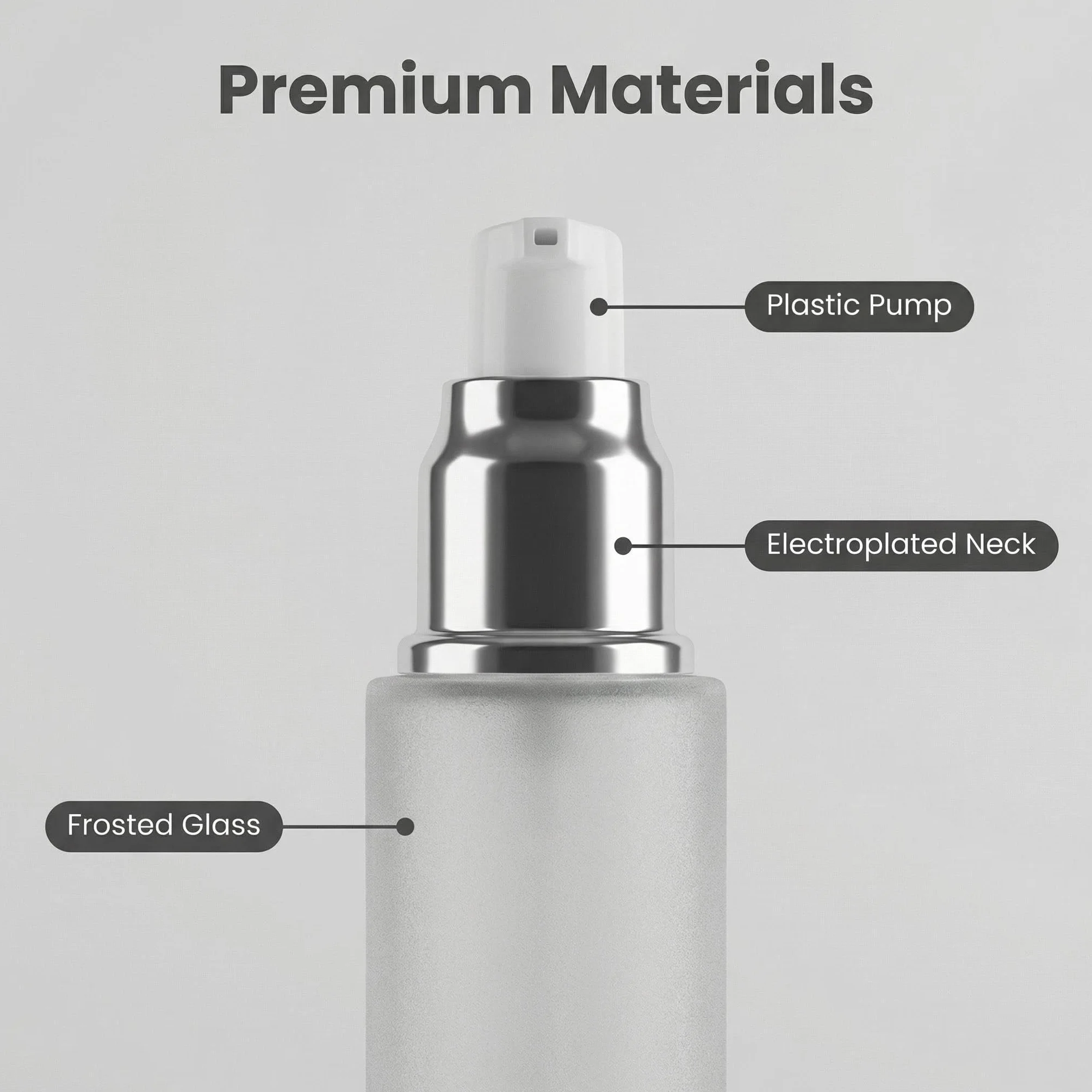 Botellas recargables de vidrio mate 30 ml para cosméticos de viaje a prueba de fugas
