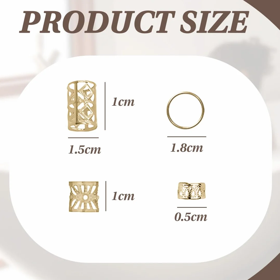 Accesorios para Rastas Cabello: 80 Piezas Trenzadas Metal Anillos Puños