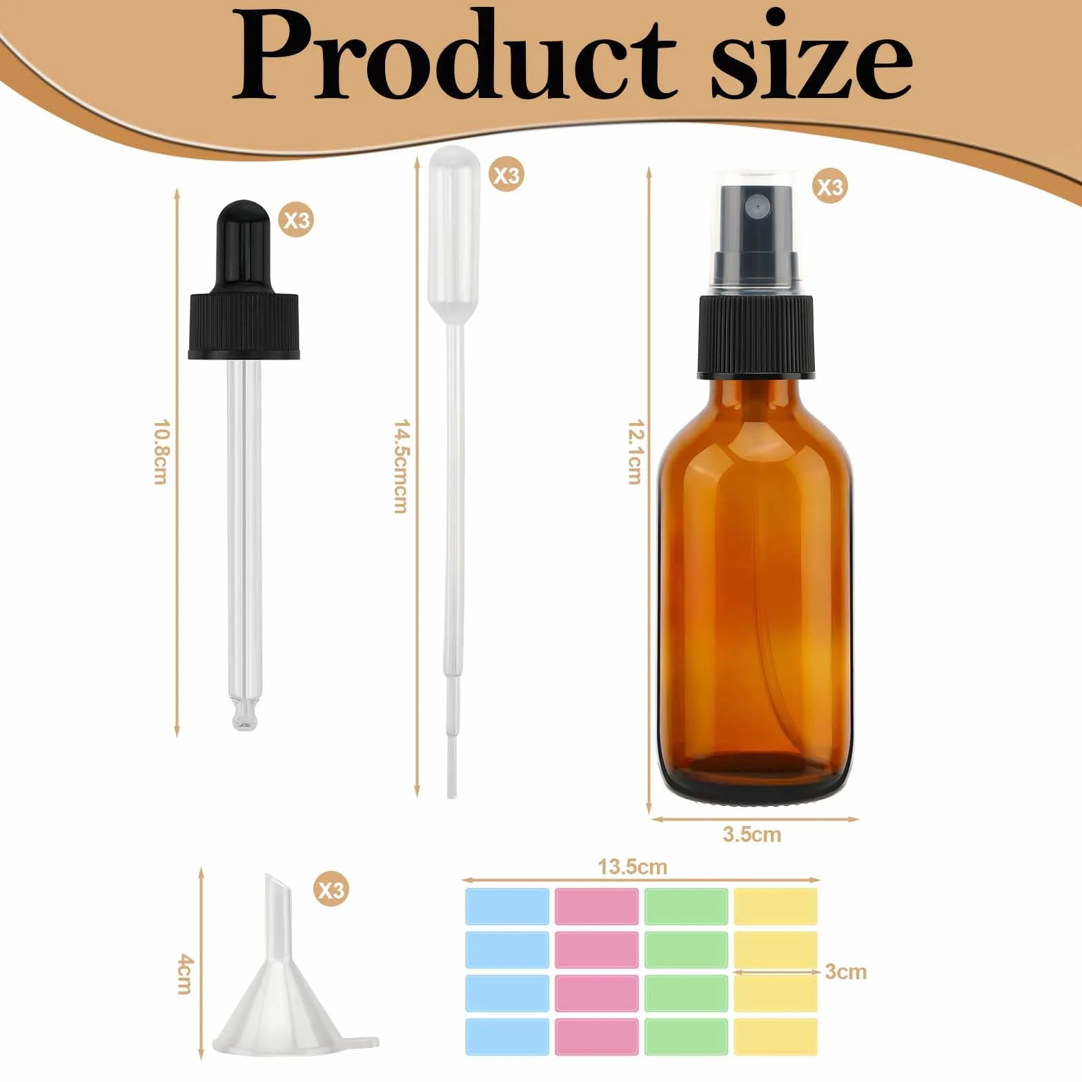 Pavlleen 3 Piezas Pulverizador Cristal Botella Atomizador Reutilizable Vacías Spray Bottle