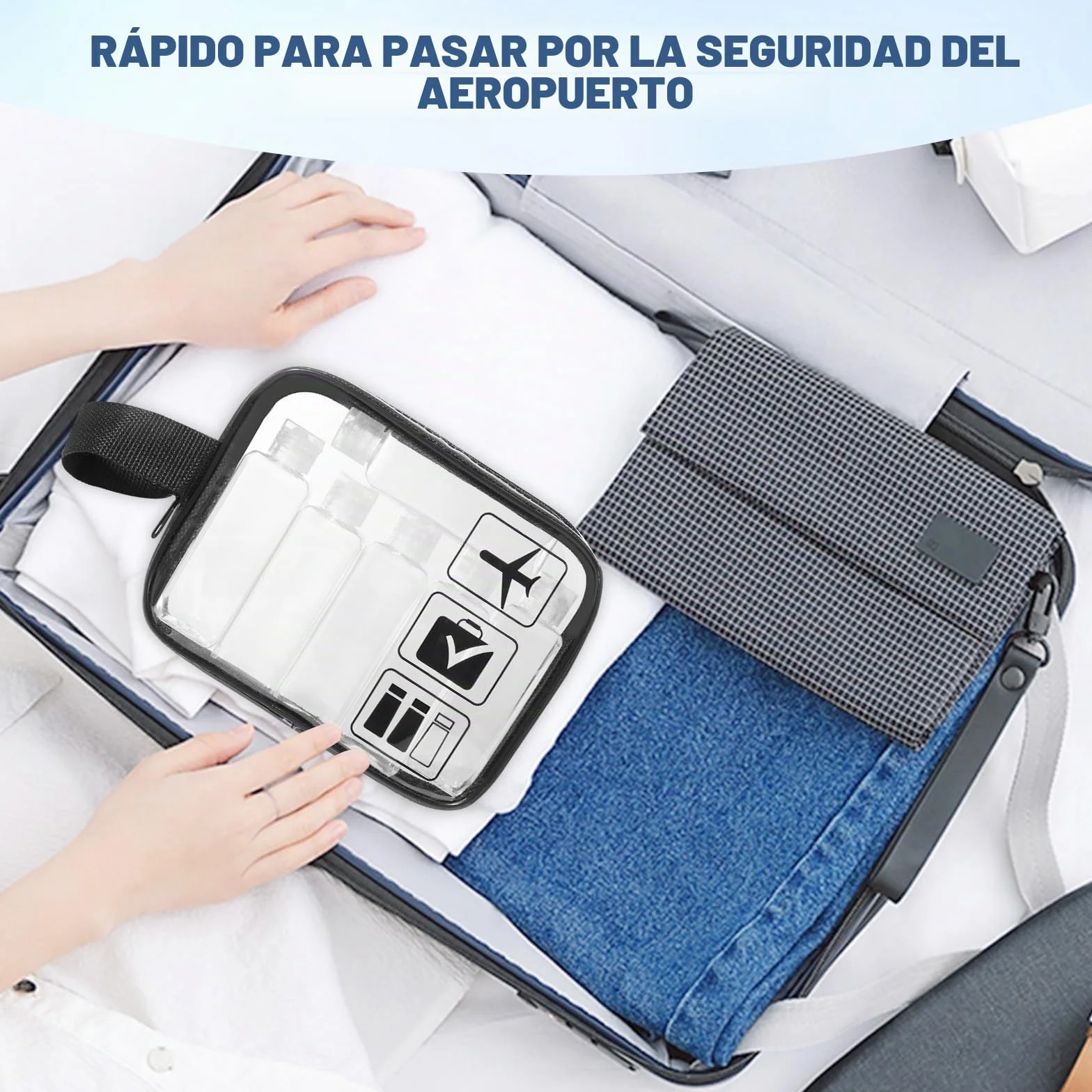 Diboniur Neceser de Viaje 6 Botellas 100 ml Bolsa Vuelo 2 Embudos Kit Champú Crema Loción Aprobado TSA