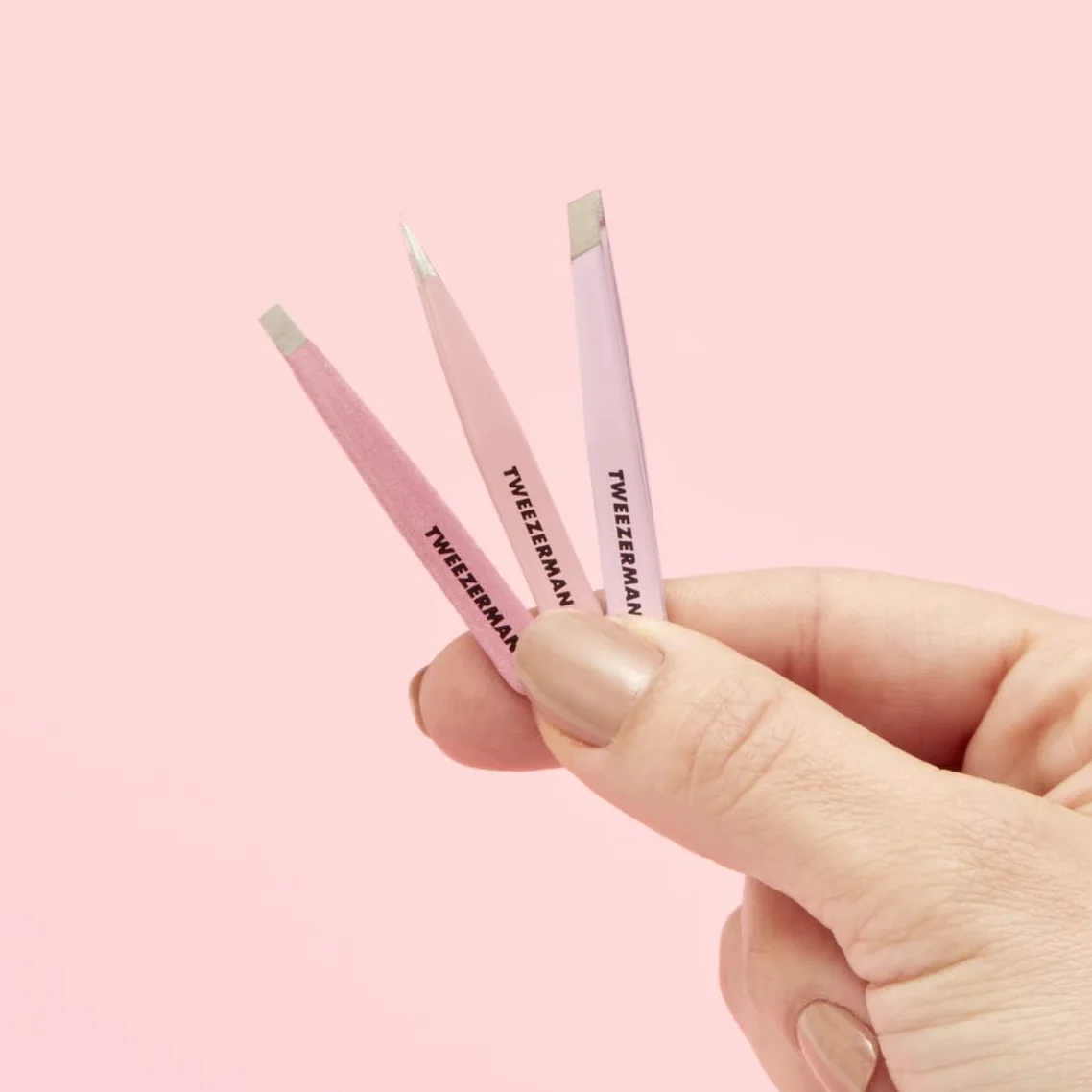 TWEEZERMAN Set de micro mini pinzas 3 piezas, rosa