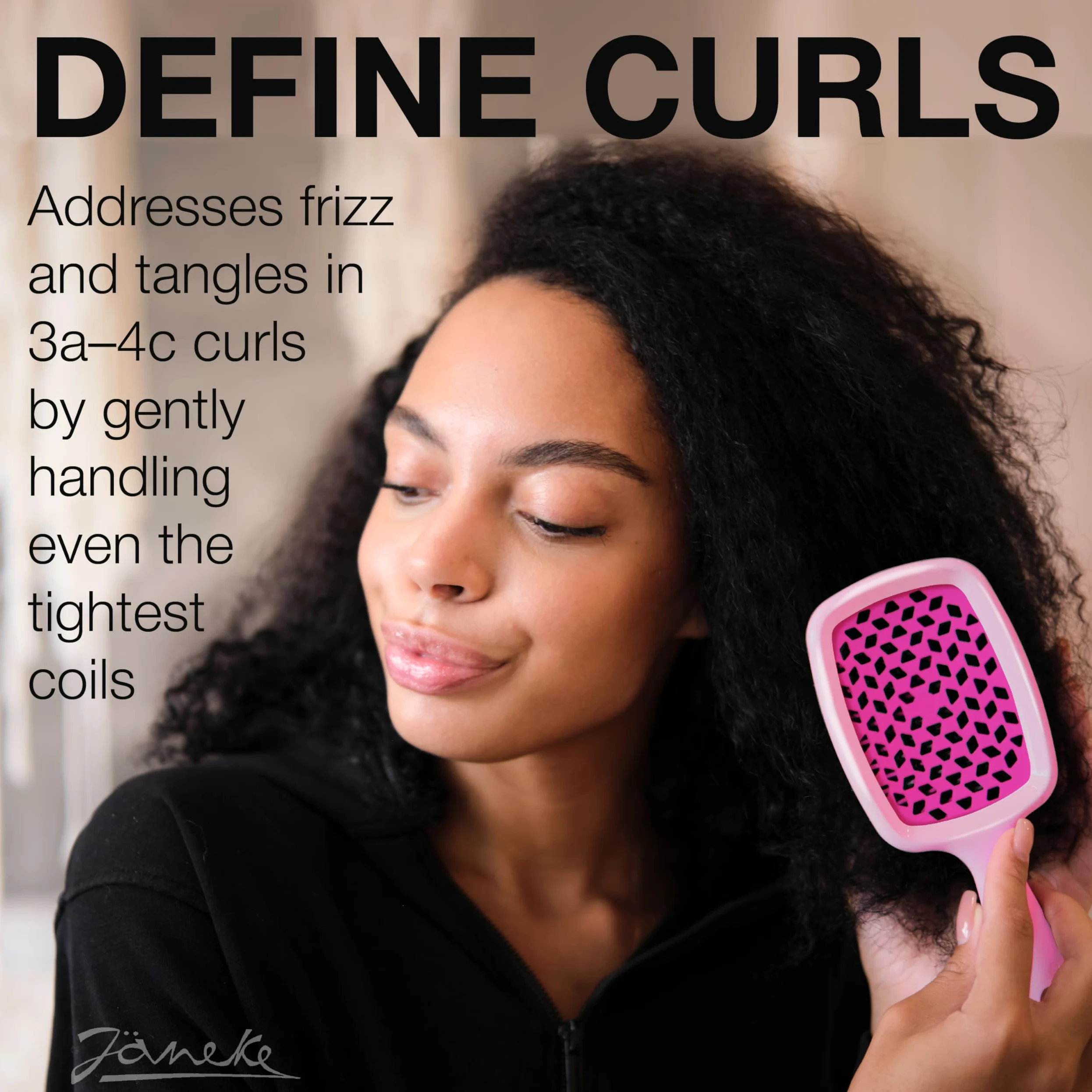 Janeke Superbrush Cepillo desenredante para cepillado suave, cerdas antiestáticas, cepillo ventilado para secar con secador, cabello rizado, grueso, ondulado y fino, lila-fucsia